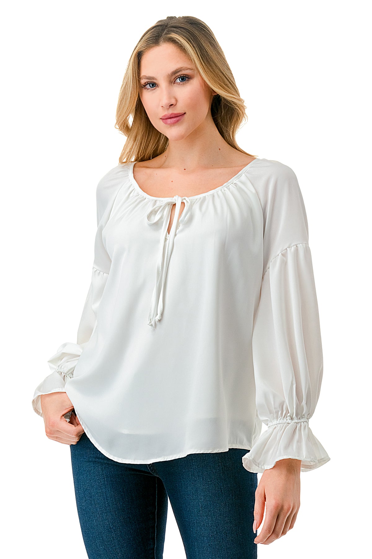 ALILE FRONT TIE TOP (WHITE)- VT3193