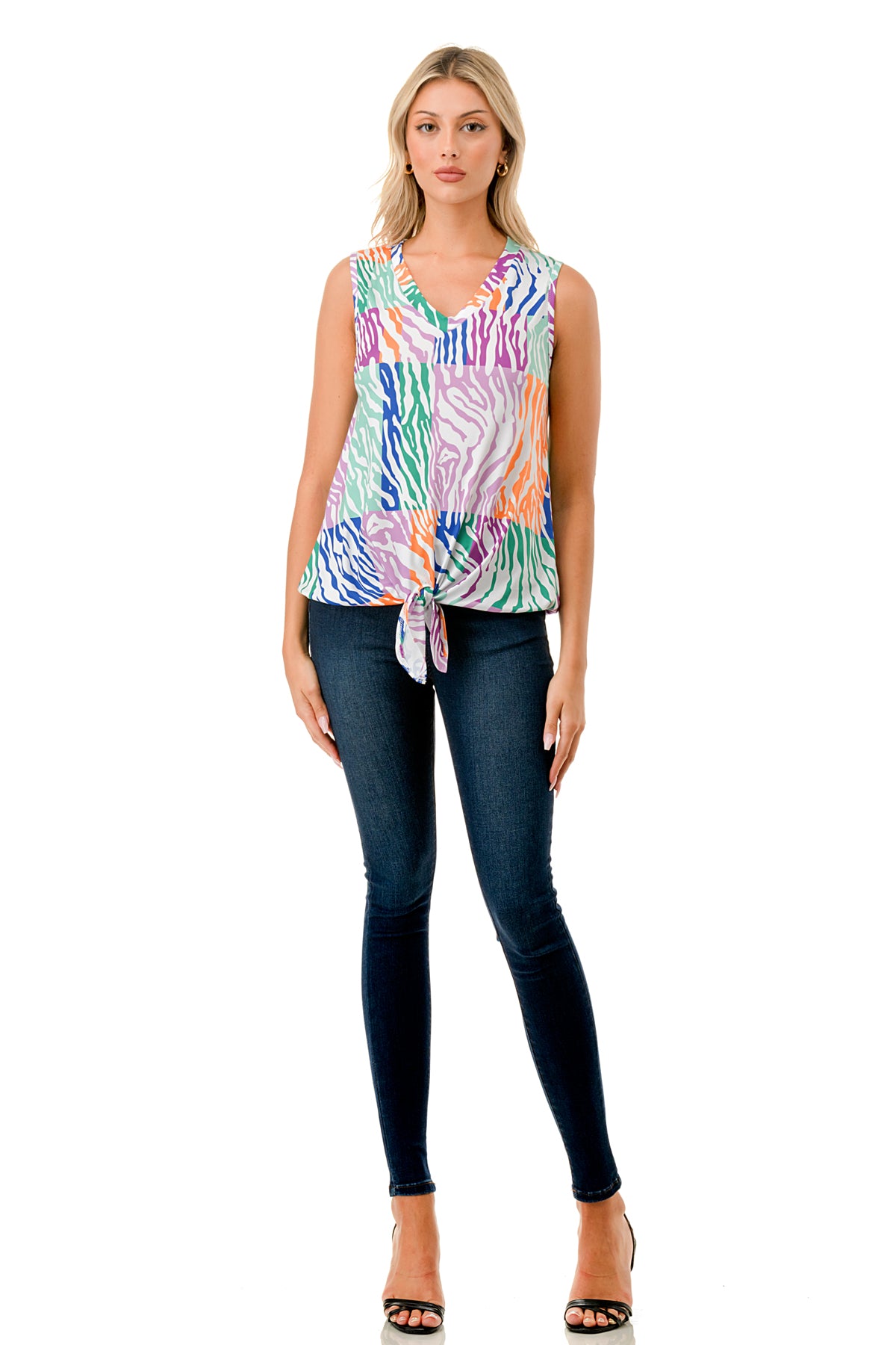 HARPER FRONT TIE TOP (MULTI ZEBRA)-VT3233