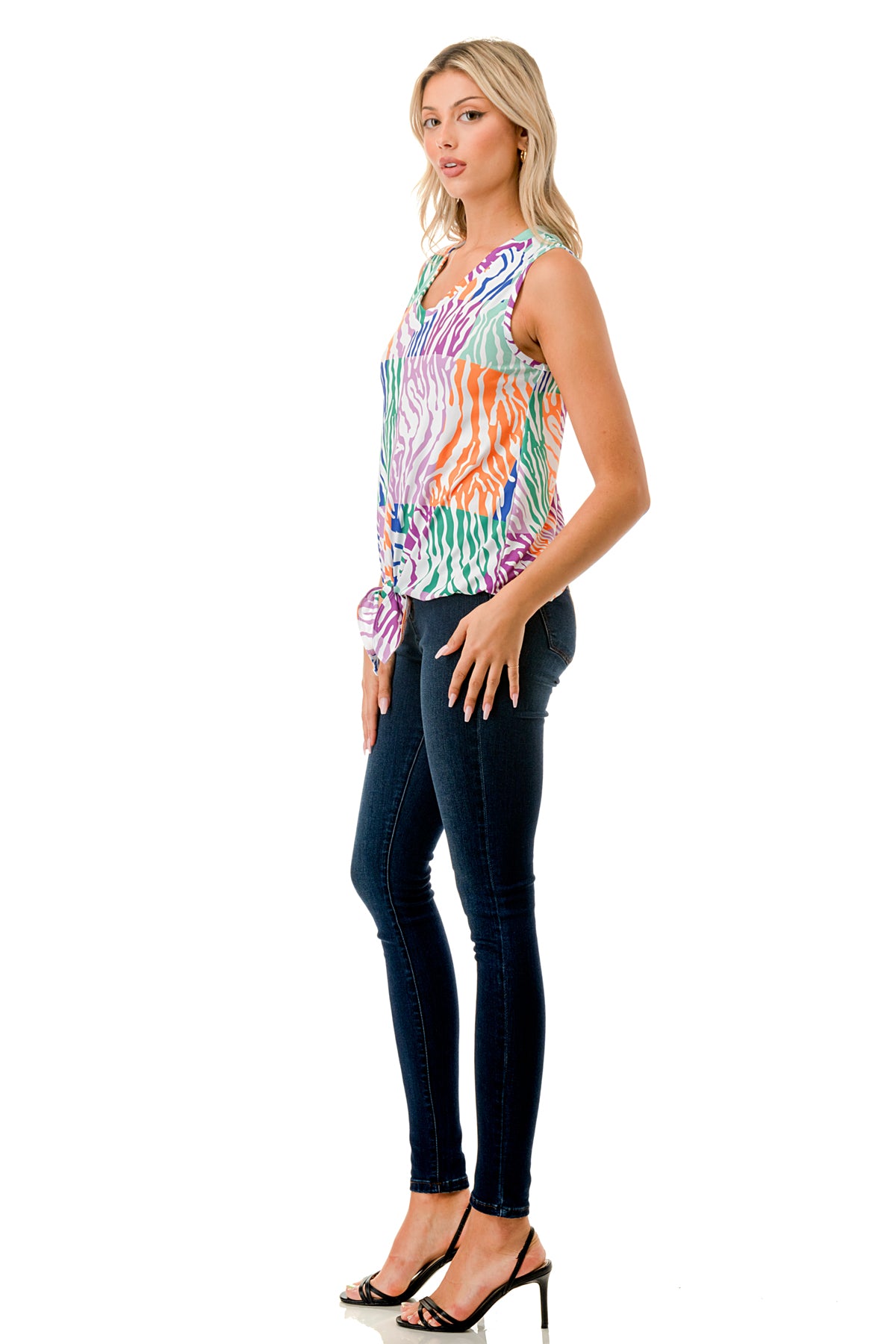 HARPER FRONT TIE TOP (MULTI ZEBRA)-VT3233