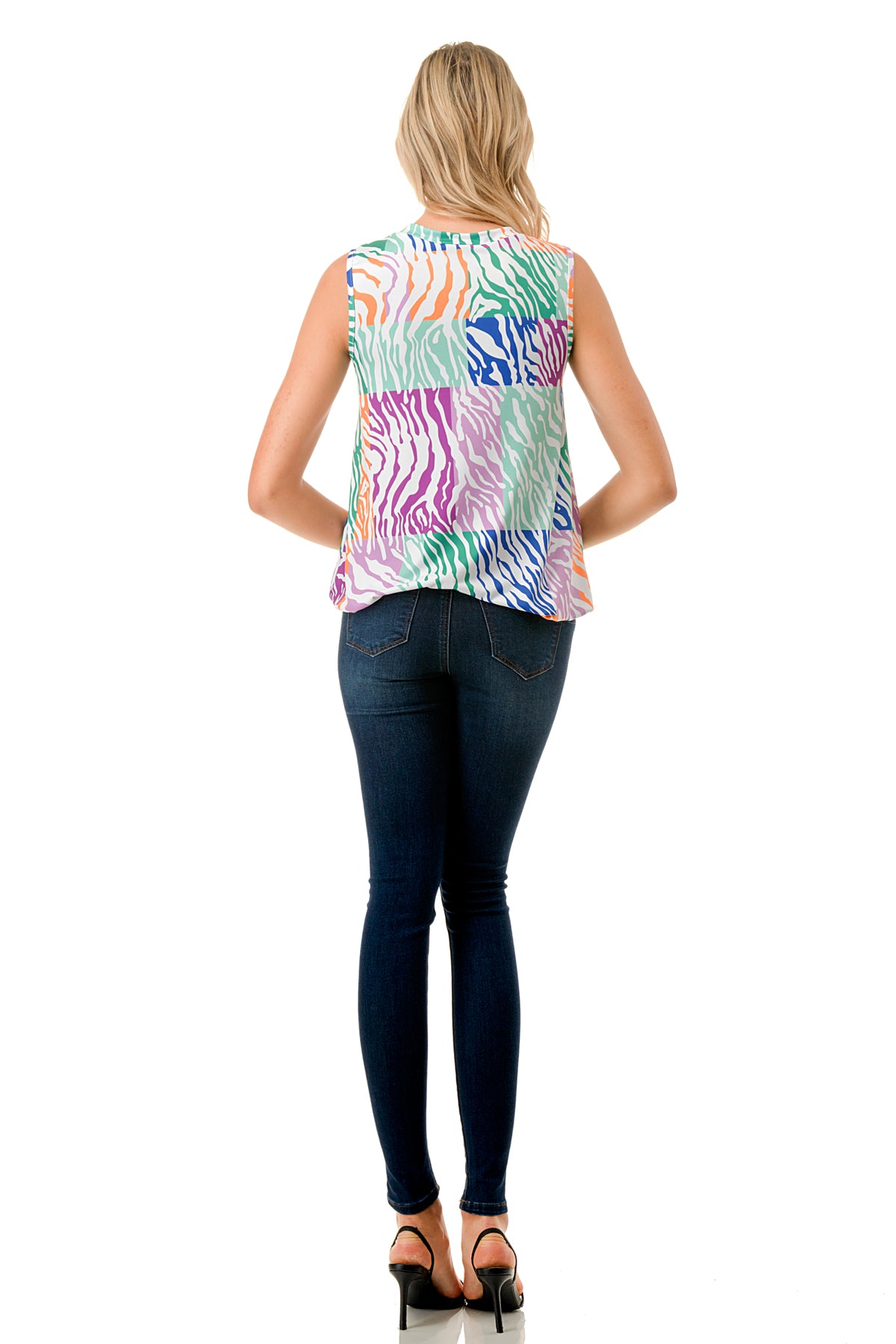 HARPER FRONT TIE TOP (MULTI ZEBRA)-VT3233