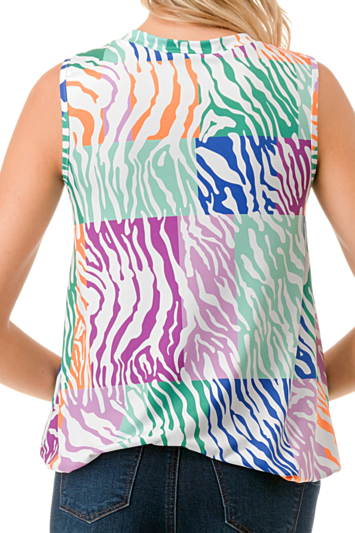 HARPER FRONT TIE TOP (MULTI ZEBRA)-VT3233
