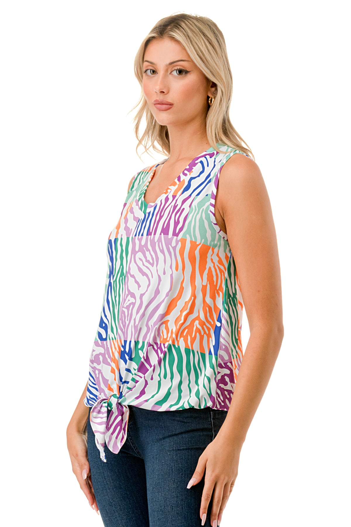 HARPER FRONT TIE TOP (MULTI ZEBRA)-VT3233