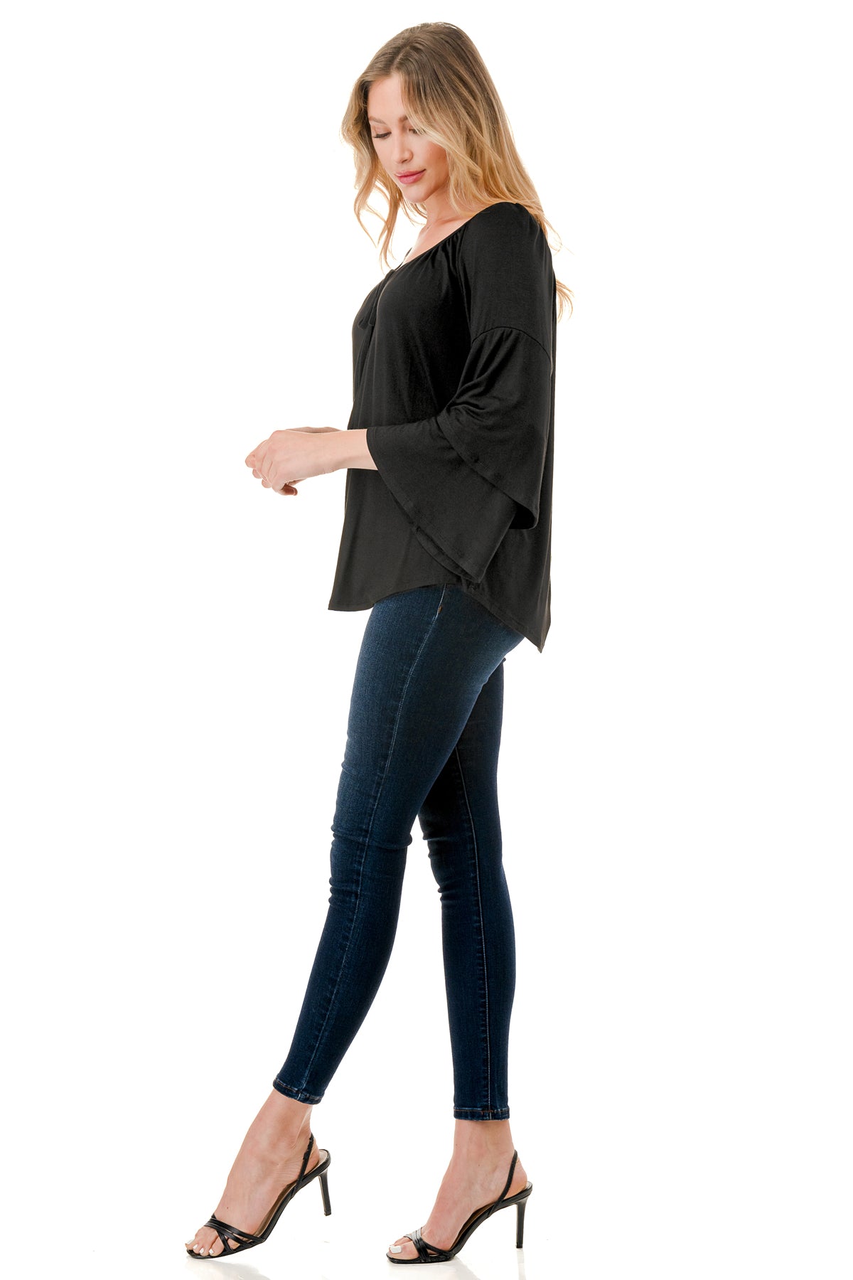 BECKY BELL SLEEVE TOP (BLACK)- VT3245