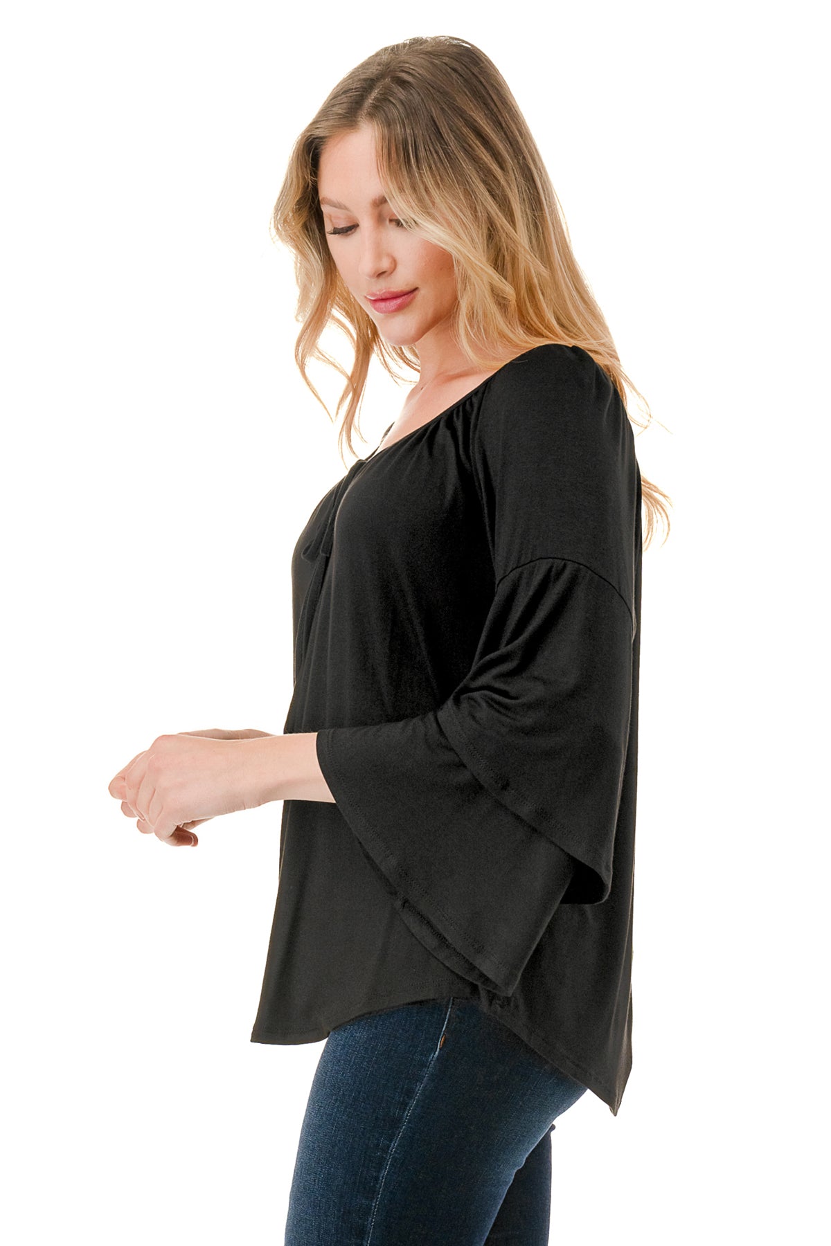 BECKY BELL SLEEVE TOP (BLACK)- VT3245