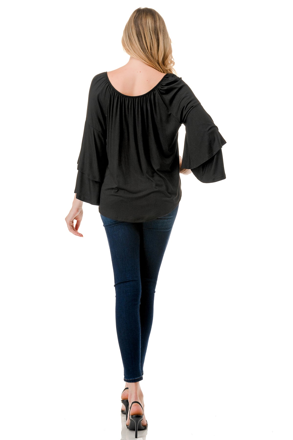 BECKY BELL SLEEVE TOP (BLACK)- VT3245