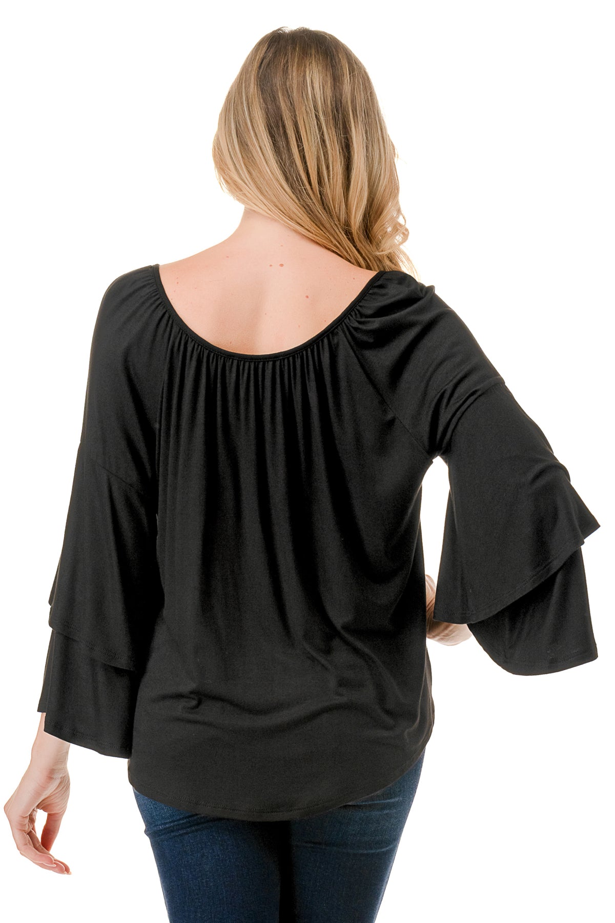 BECKY BELL SLEEVE TOP (BLACK)- VT3245