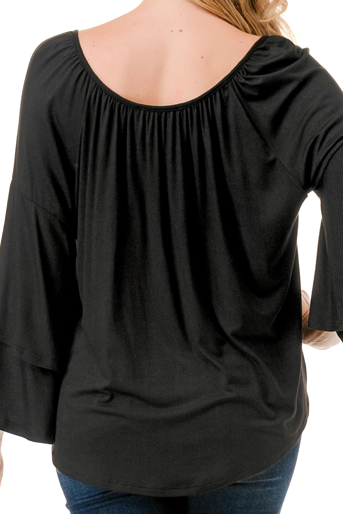 BECKY BELL SLEEVE TOP (BLACK)- VT3245