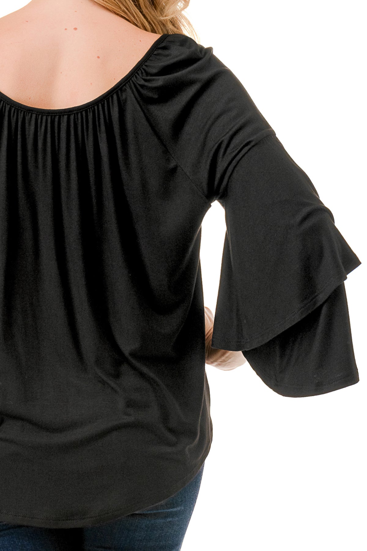 BECKY BELL SLEEVE TOP (BLACK)- VT3245