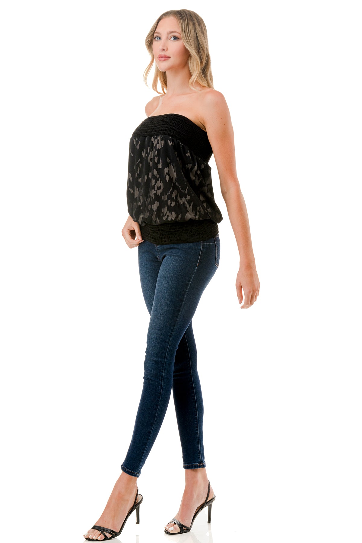 AMELIE TUBE TOP (LEOPARD / BLACK MASH)- VT3249