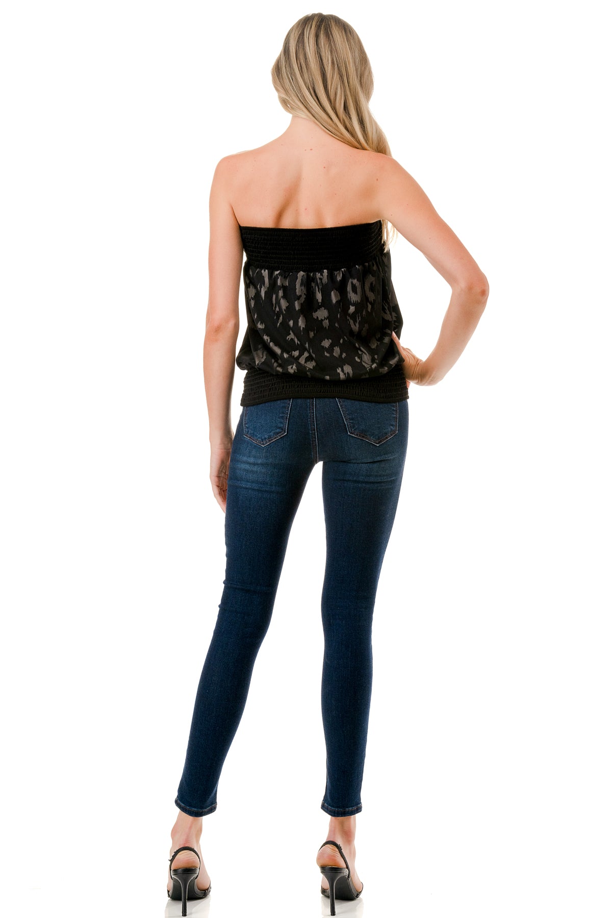 AMELIE TUBE TOP (LEOPARD / BLACK MASH)- VT3249