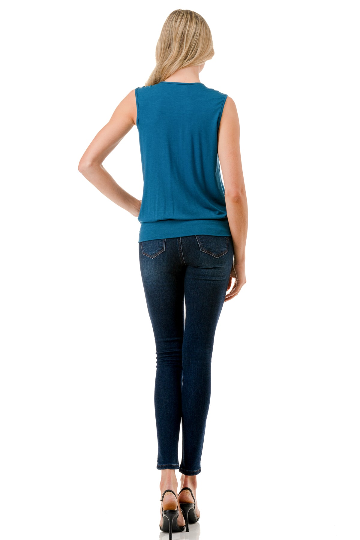VIVIAN SURPLICE RING TOP (TEAL)-VT3264