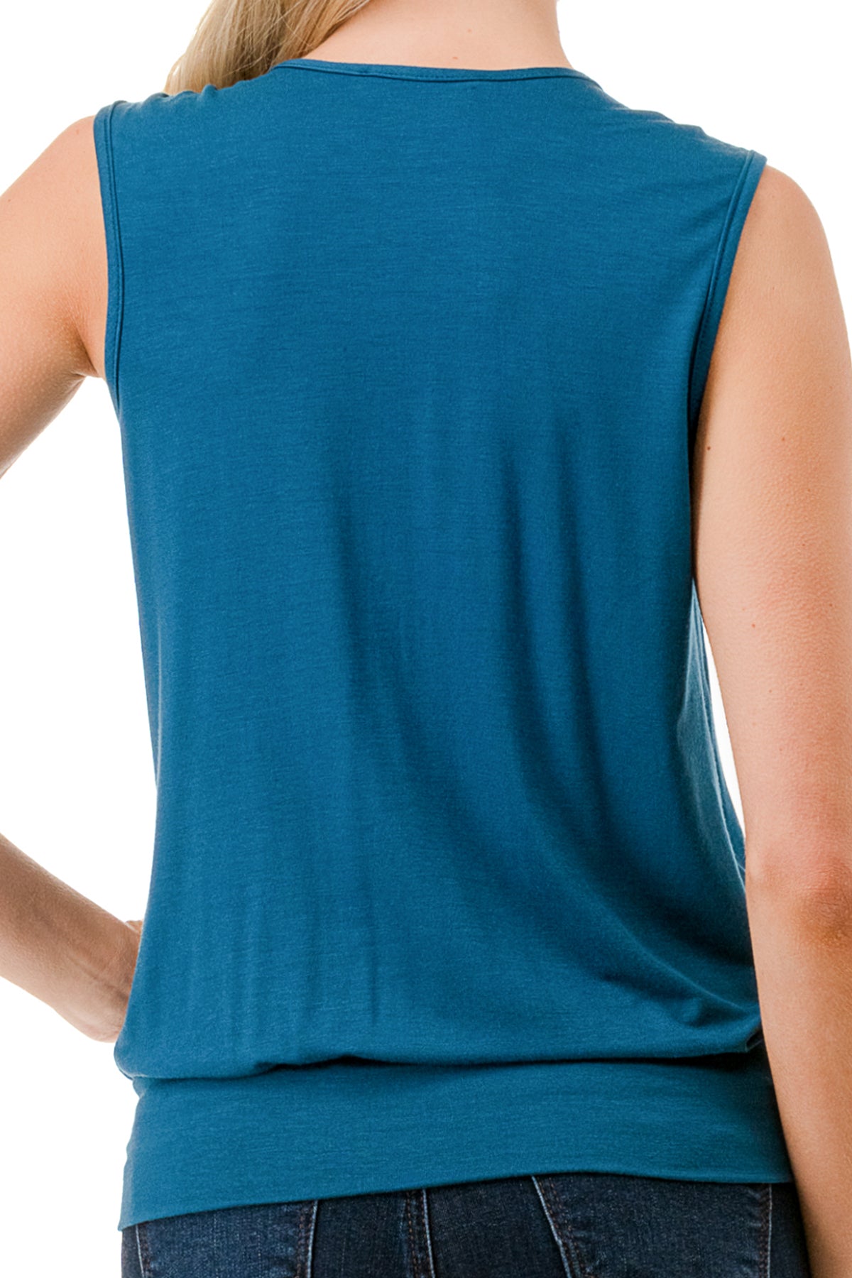 VIVIAN SURPLICE RING TOP (TEAL)-VT3264