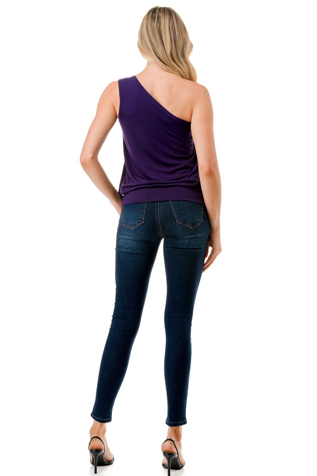 VIVIAN ONE SHOULDER RING TOP (PURPLE)-VT3265