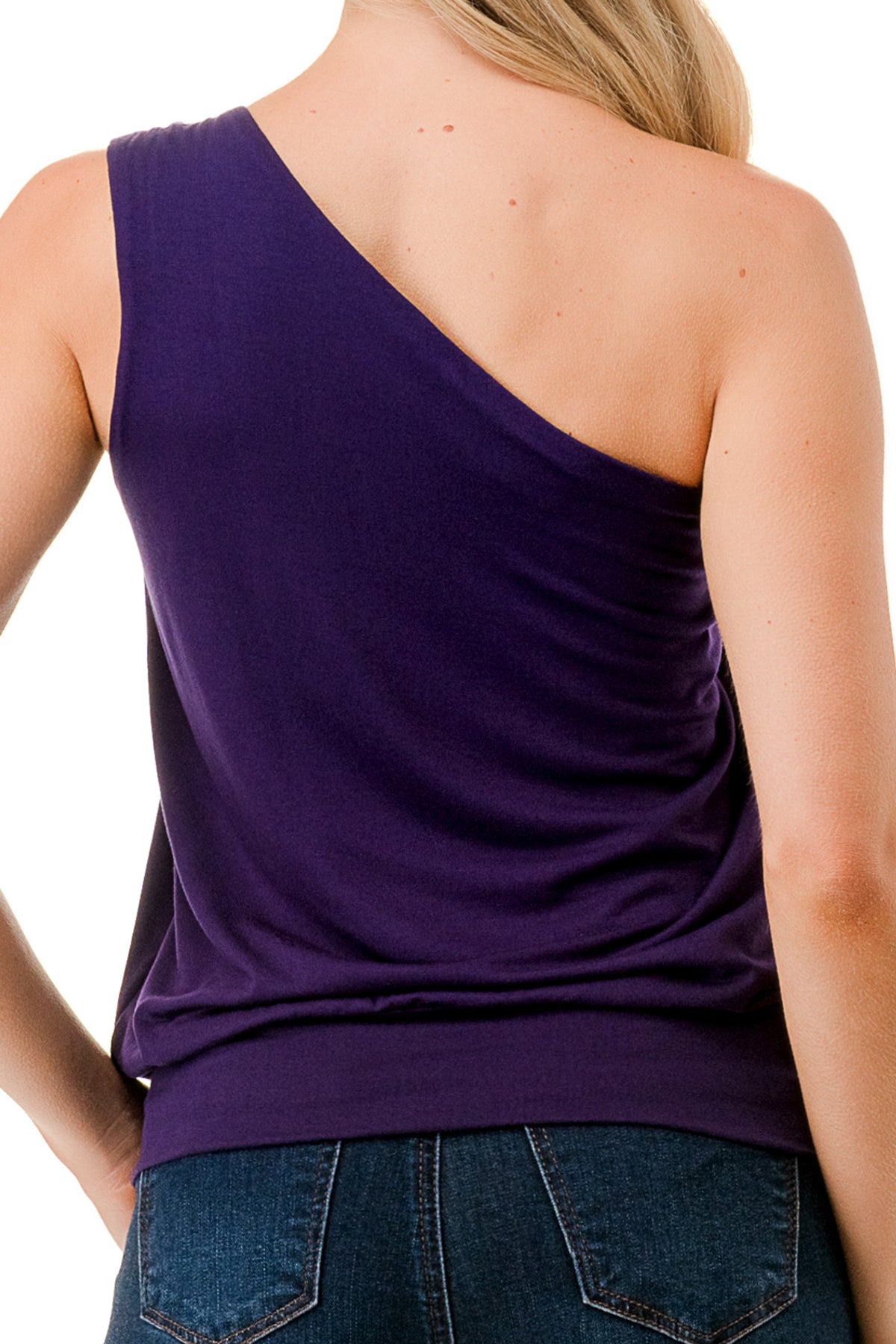 VIVIAN ONE SHOULDER RING TOP (PURPLE)-VT3265