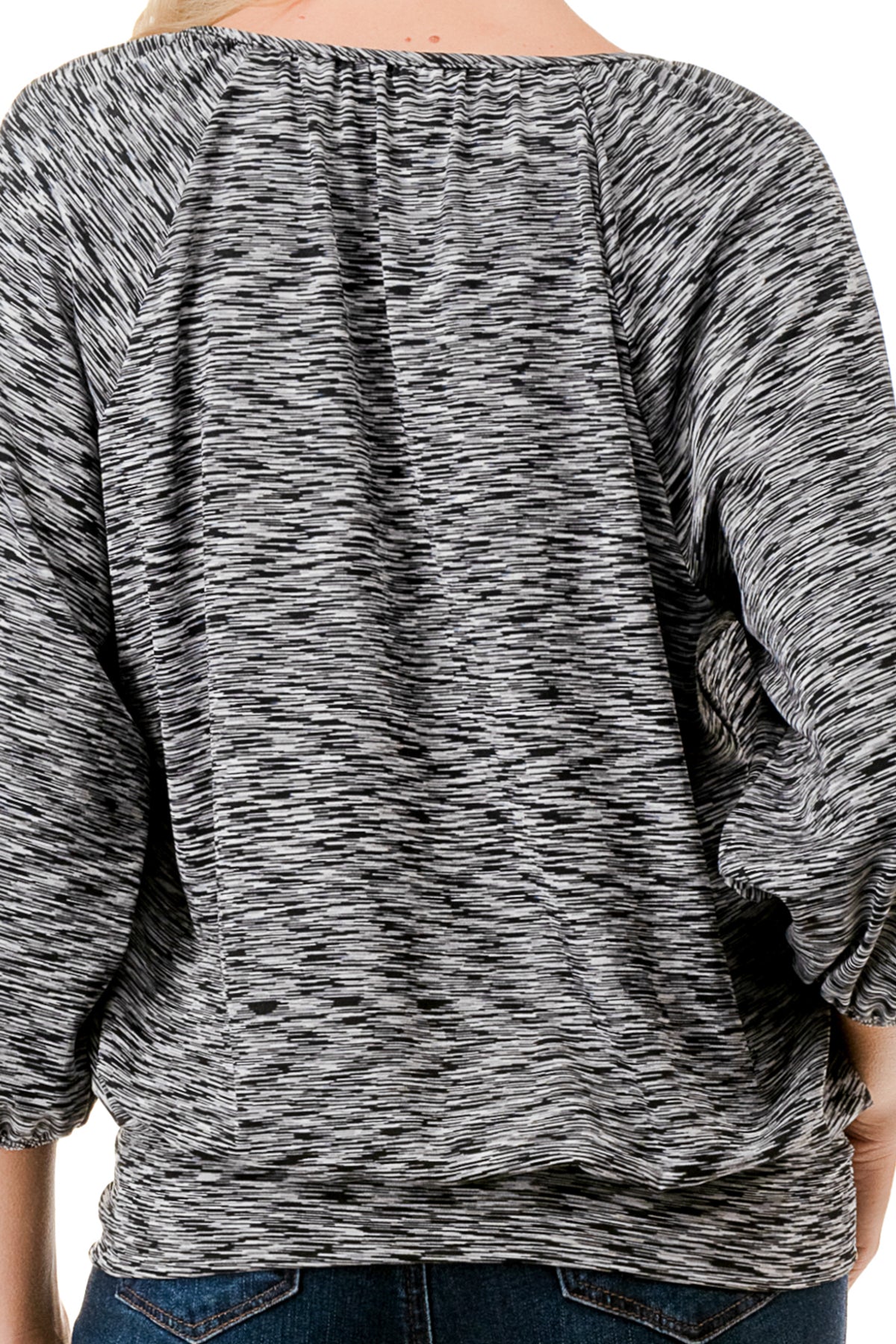 JOY ROUND NECK TOP (TWO TONE GREY)- VT3276