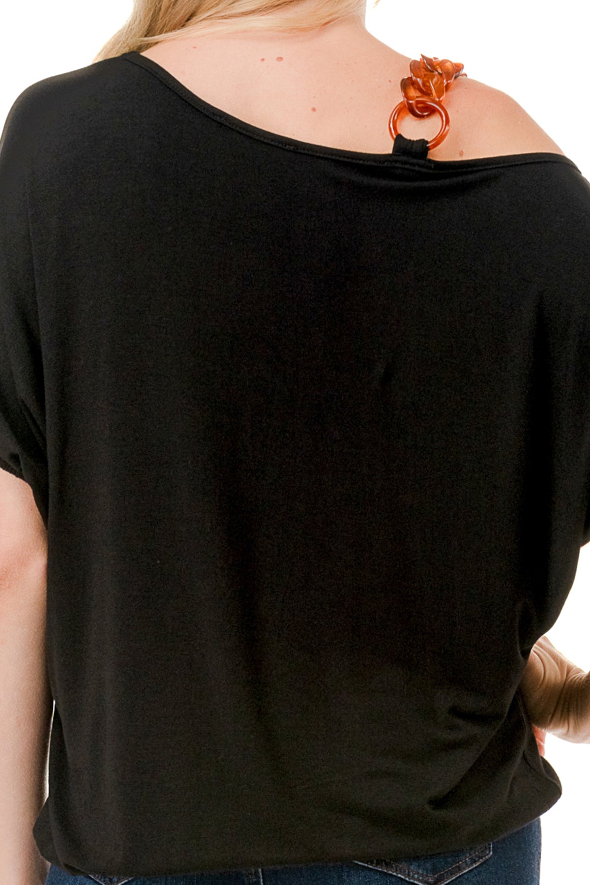 LOUISA CHAIN STRAP TOP (BLACK)-VT3292