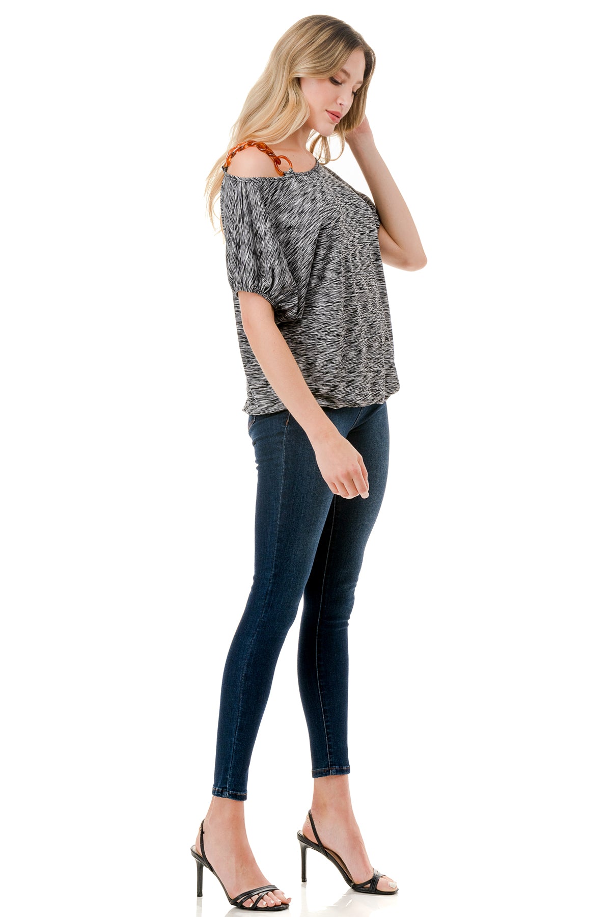 LOUISA CHAIN STRAP TOP (TWO TONE GREY)-VT3292