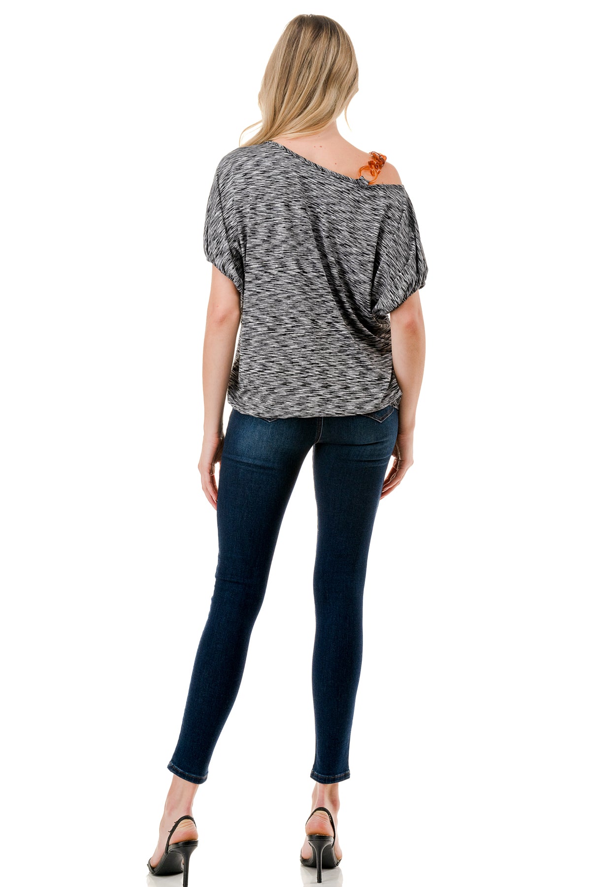 LOUISA CHAIN STRAP TOP (TWO TONE GREY)-VT3292