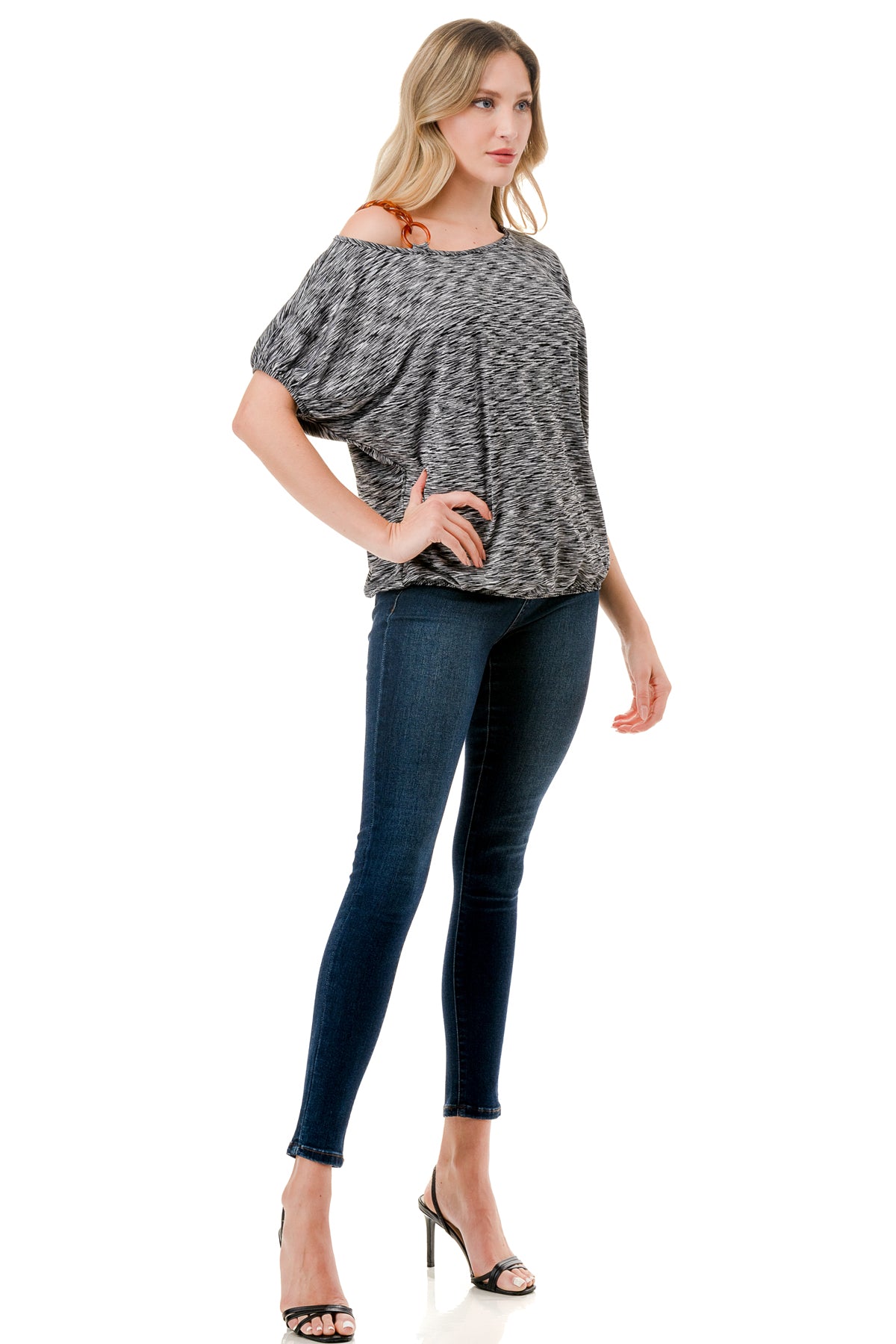LOUISA CHAIN STRAP TOP (TWO TONE GREY)-VT3292