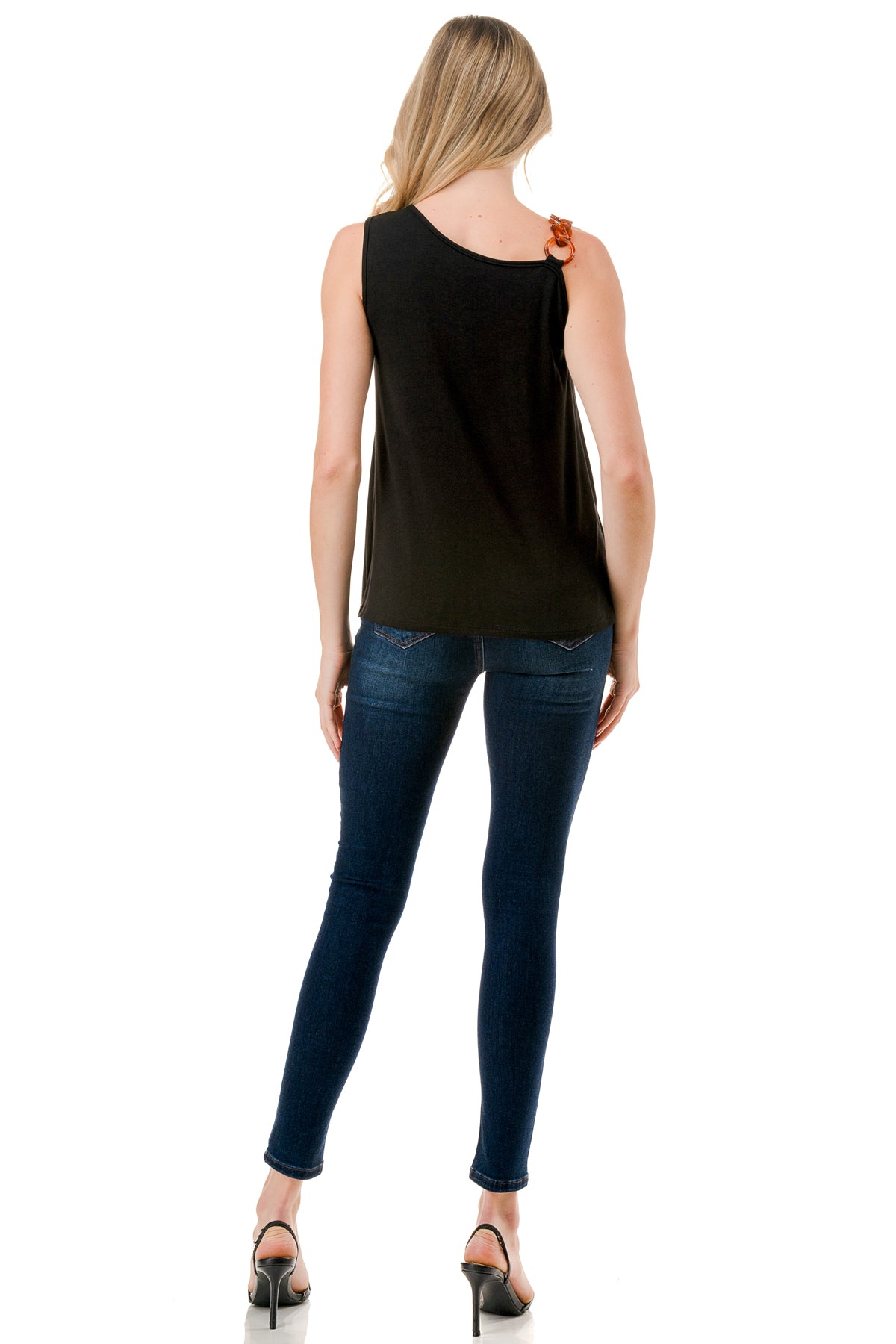 LOUISA CHAIN ONE SHOULDER TOP (BLACK)-VT3294