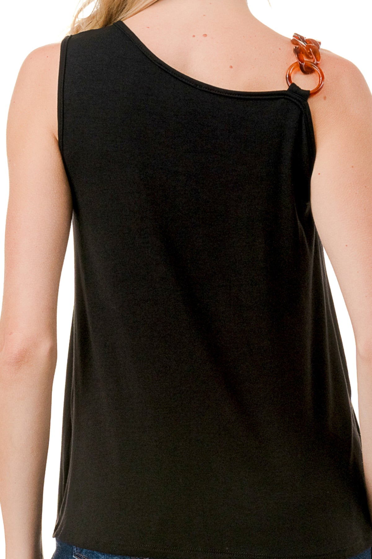 LOUISA CHAIN ONE SHOULDER TOP (BLACK)-VT3294