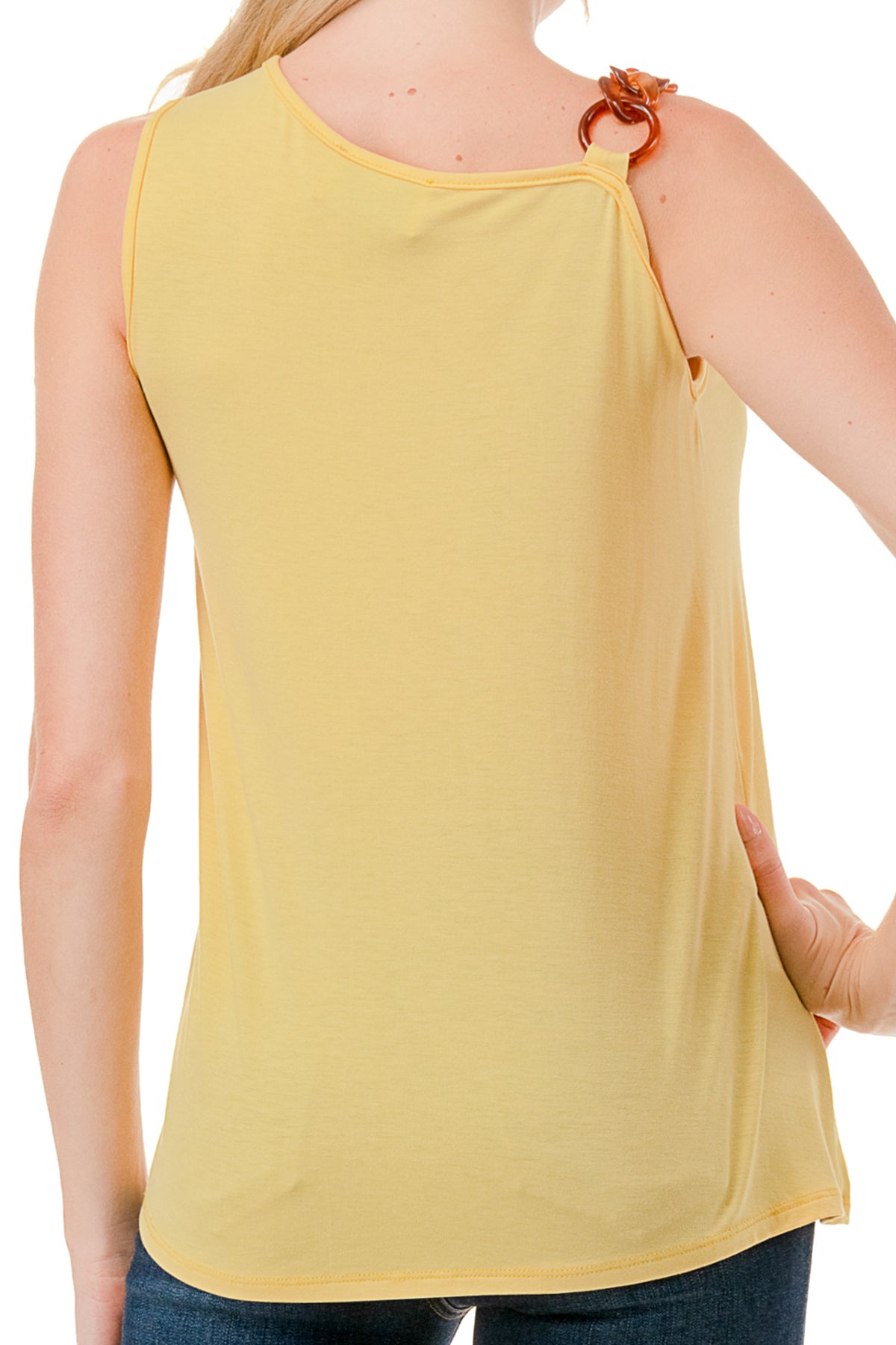 LOUISA CHAIN ONE SHOULDER TOP (YELLOW)-VT3294