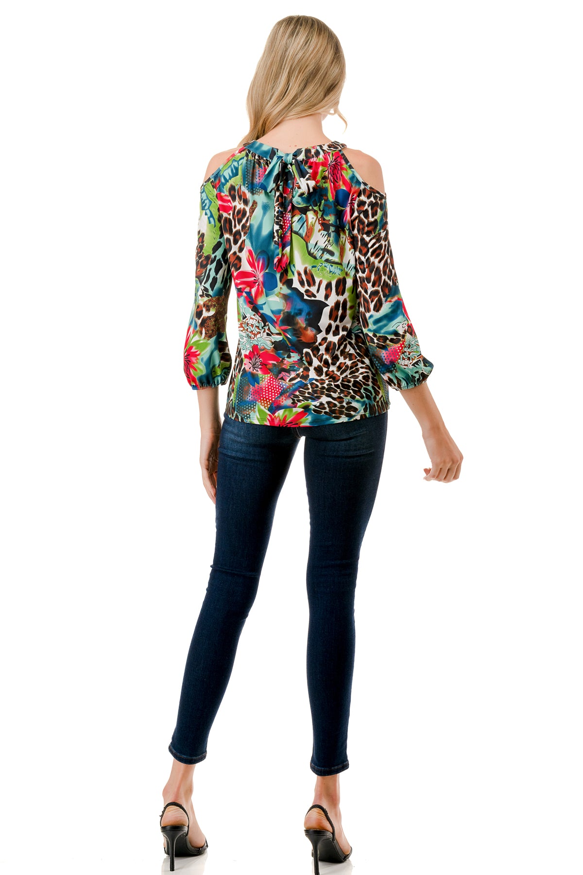 RUBI OPEN SHOULDER TOP (TROPICAL LEOPARD)-VT3312