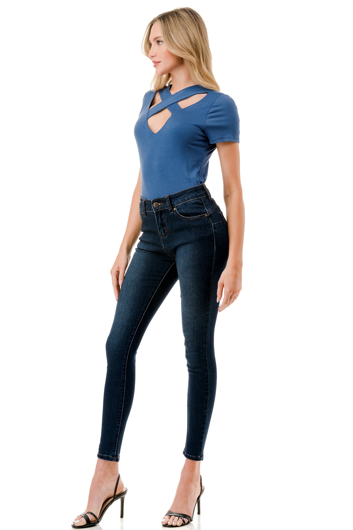 OLIVIA CROSS CAP SLEEVETOP (INDIGO)- VT3330
