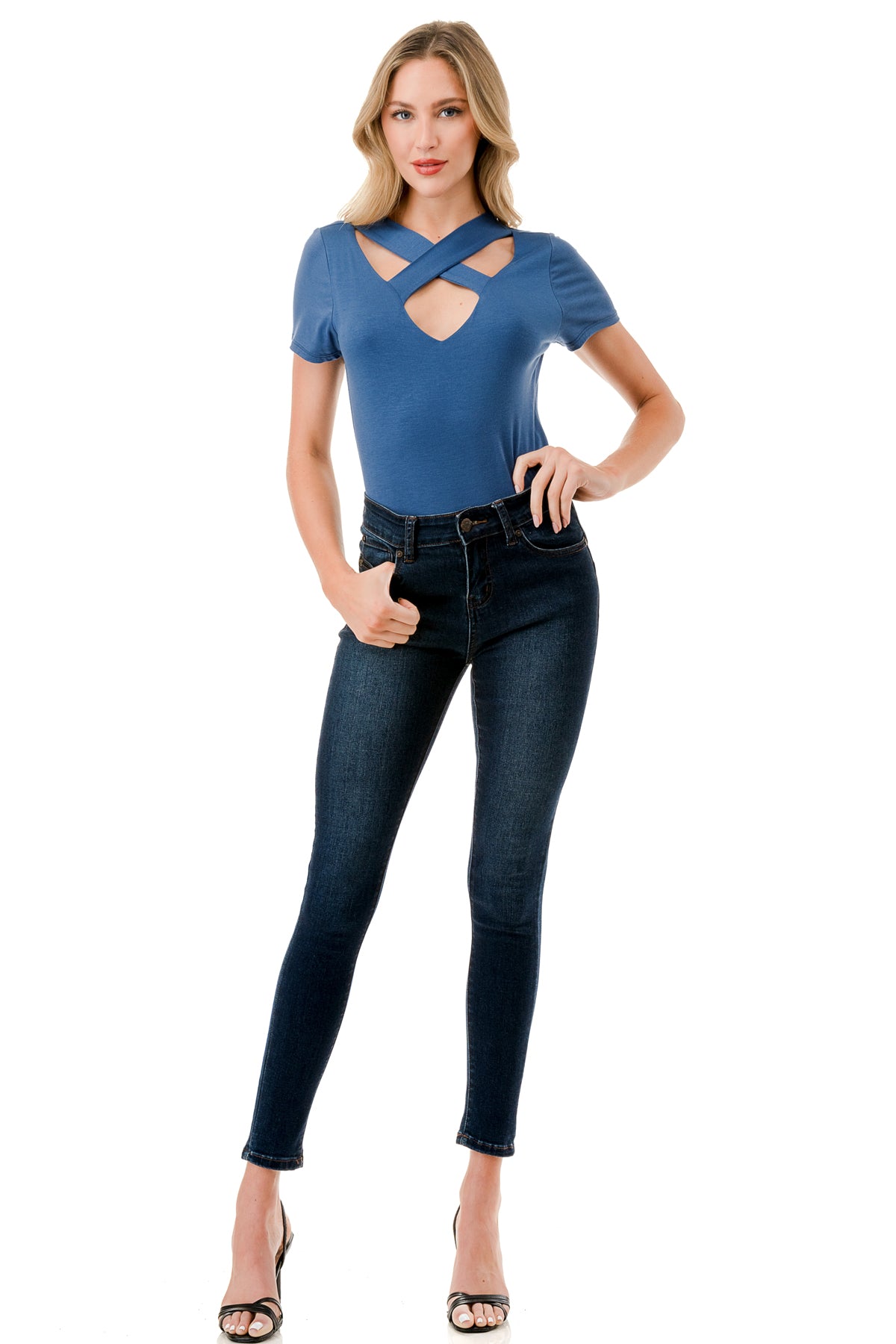 OLIVIA CROSS CAP SLEEVETOP (INDIGO)- VT3330