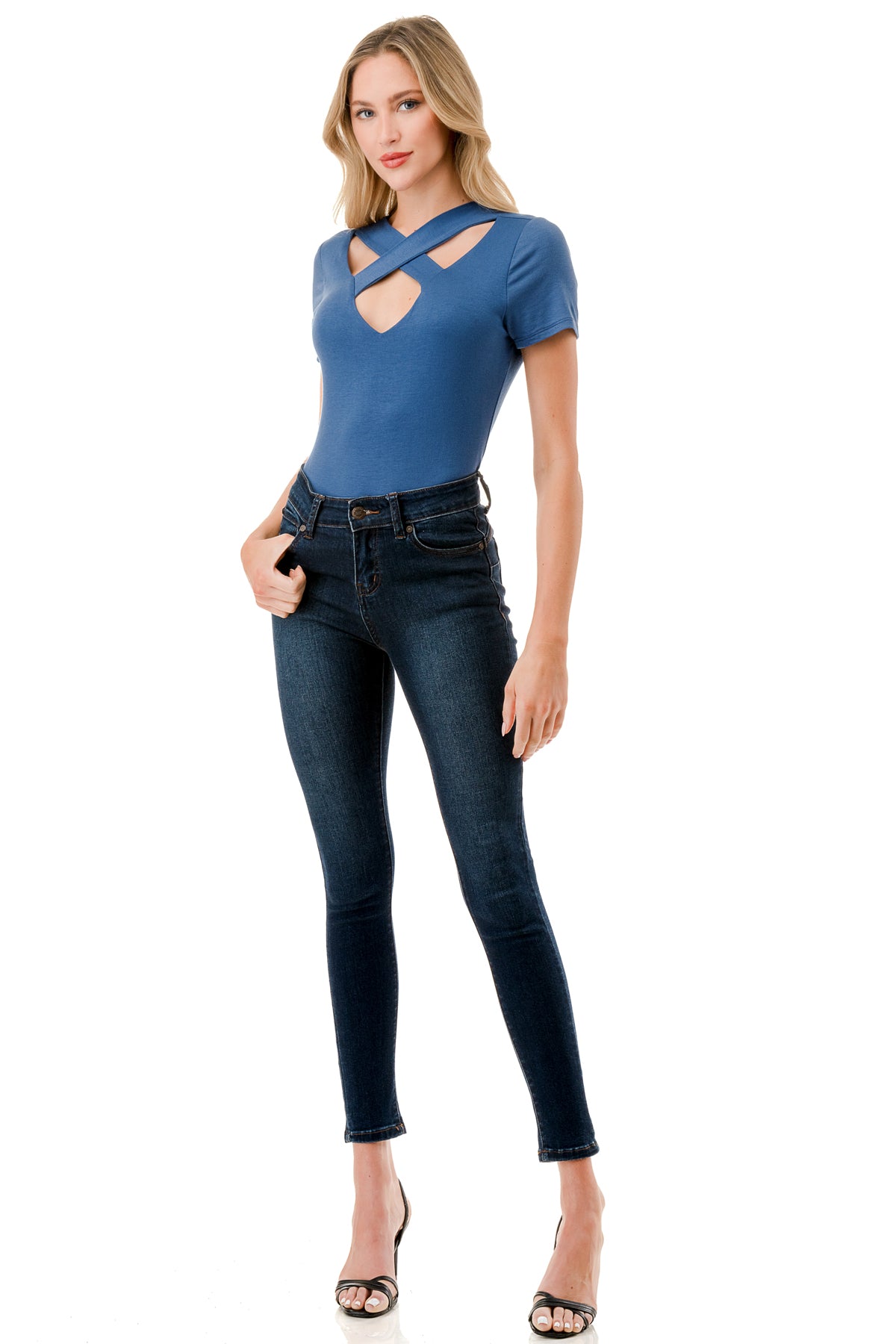 OLIVIA CROSS CAP SLEEVETOP (INDIGO)- VT3330