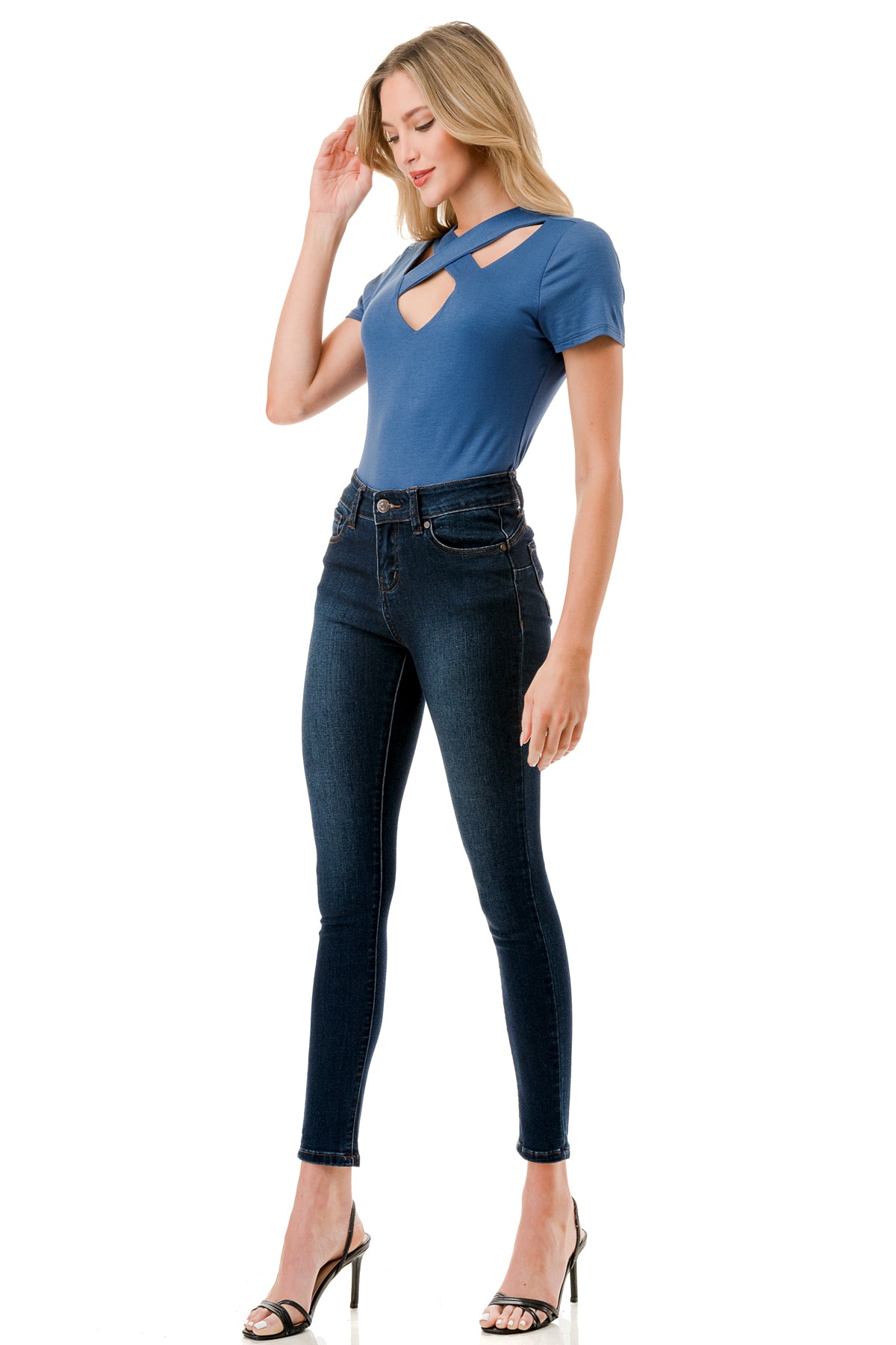 OLIVIA CROSS CAP SLEEVETOP (INDIGO)- VT3330
