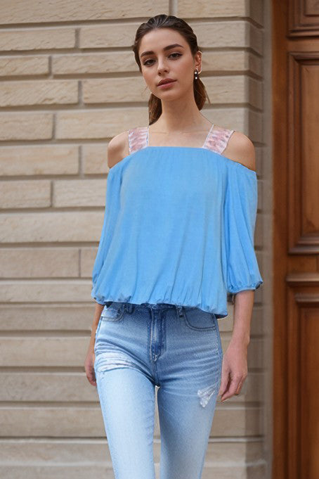 RACHEL OFF SHOULDER TOP (ELECTRIC BLUE)- VT3415