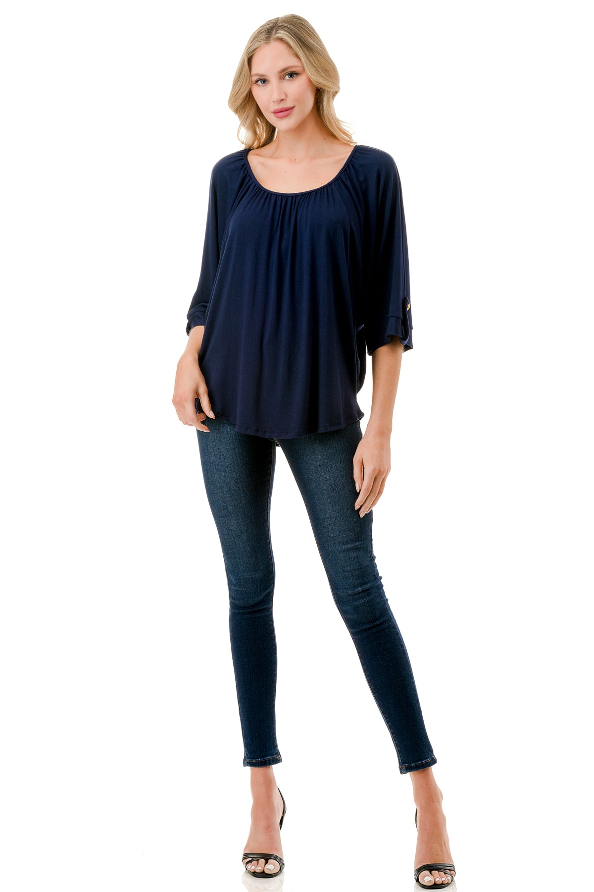 JOLIE BUTTON TOP (NAVY)- VT7268