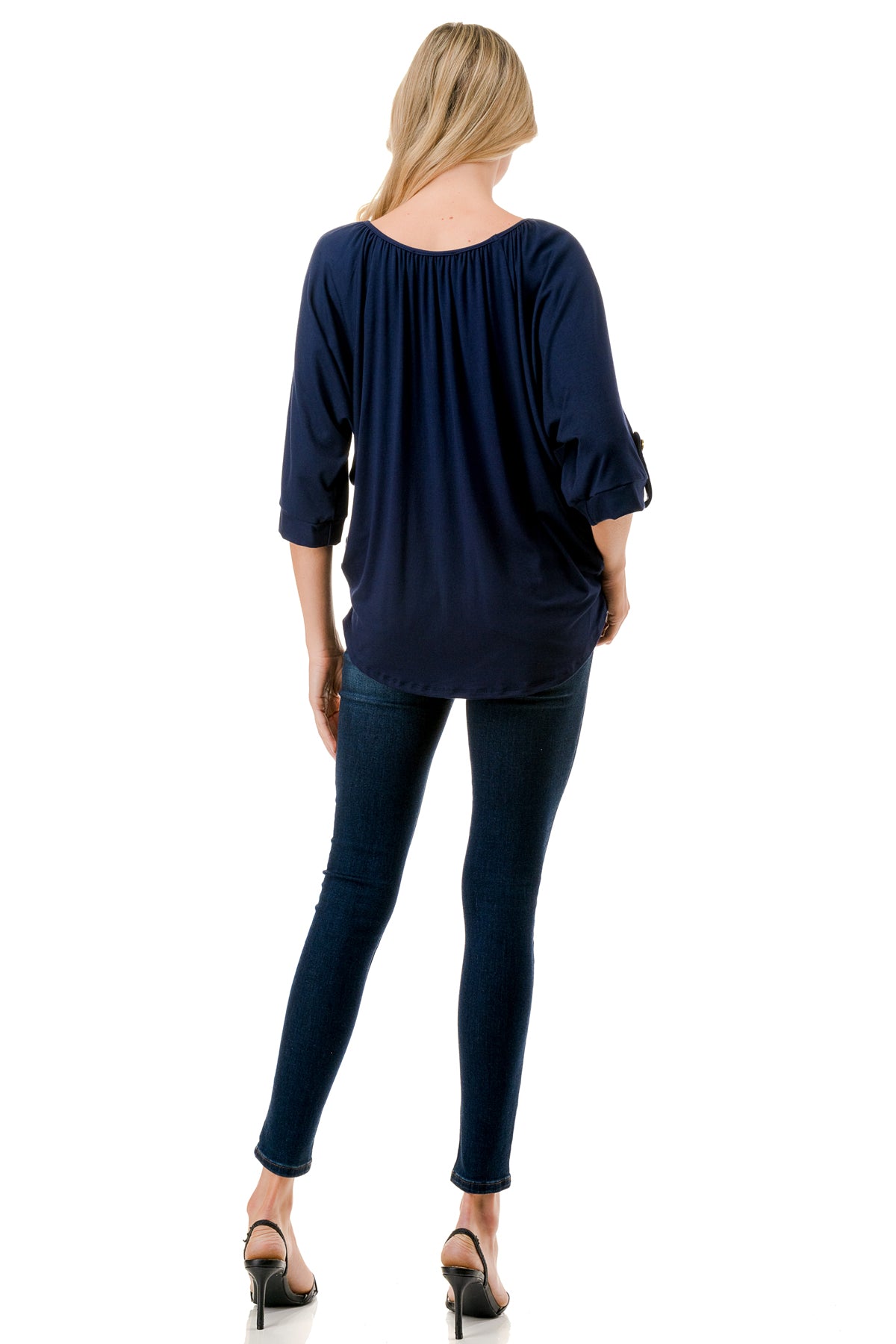 JOLIE BUTTON TOP (NAVY)- VT7268