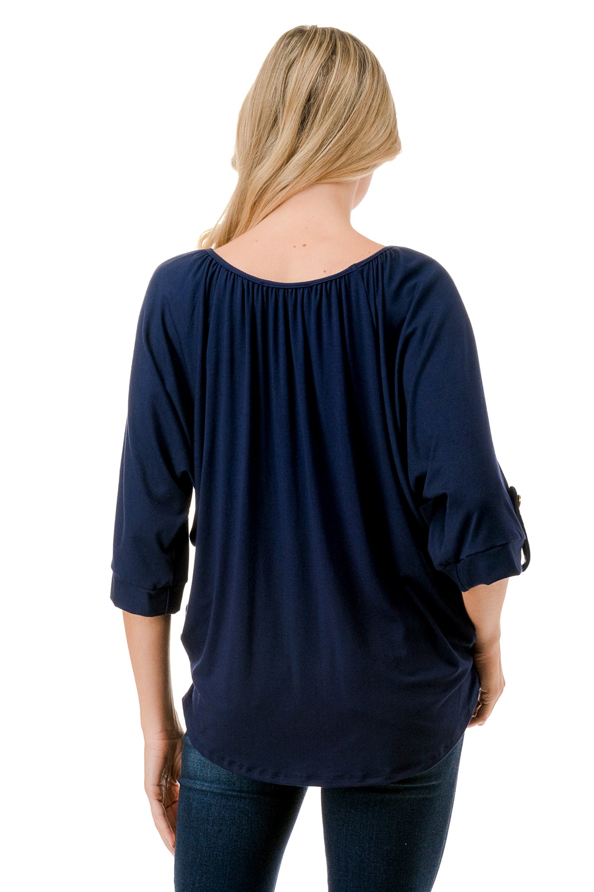 JOLIE BUTTON TOP (NAVY)- VT7268