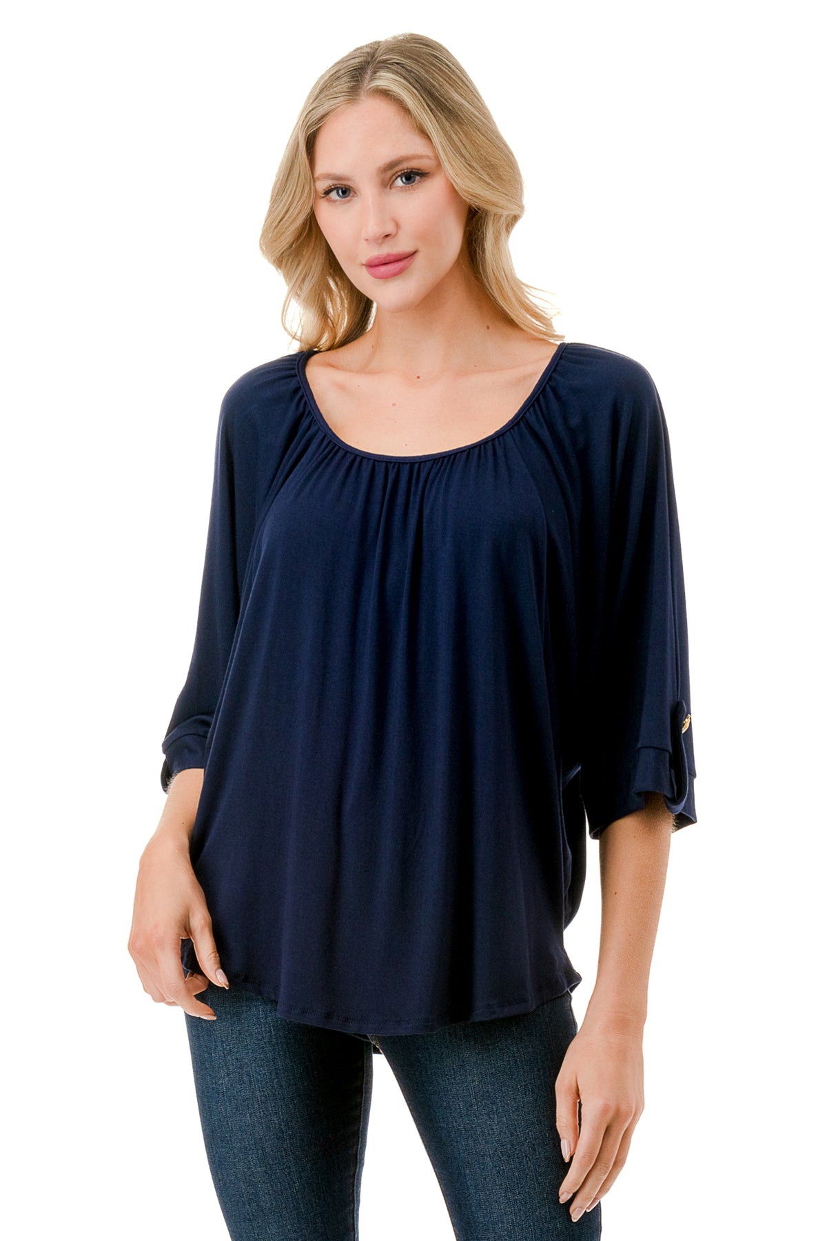JOLIE BUTTON TOP (NAVY)- VT7268