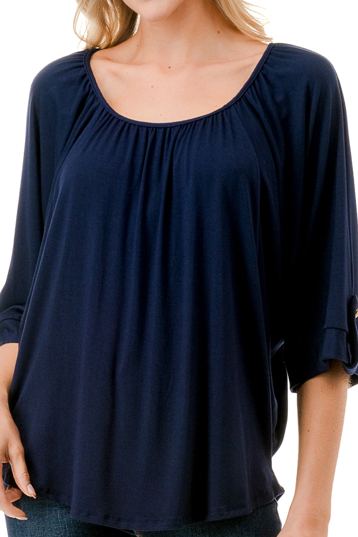 JOLIE BUTTON TOP (NAVY)- VT7268