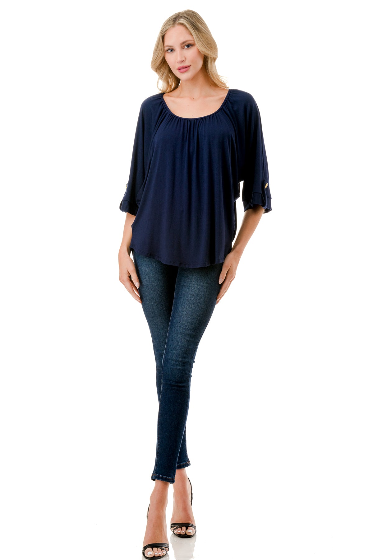 JOLIE BUTTON TOP (NAVY)- VT7268