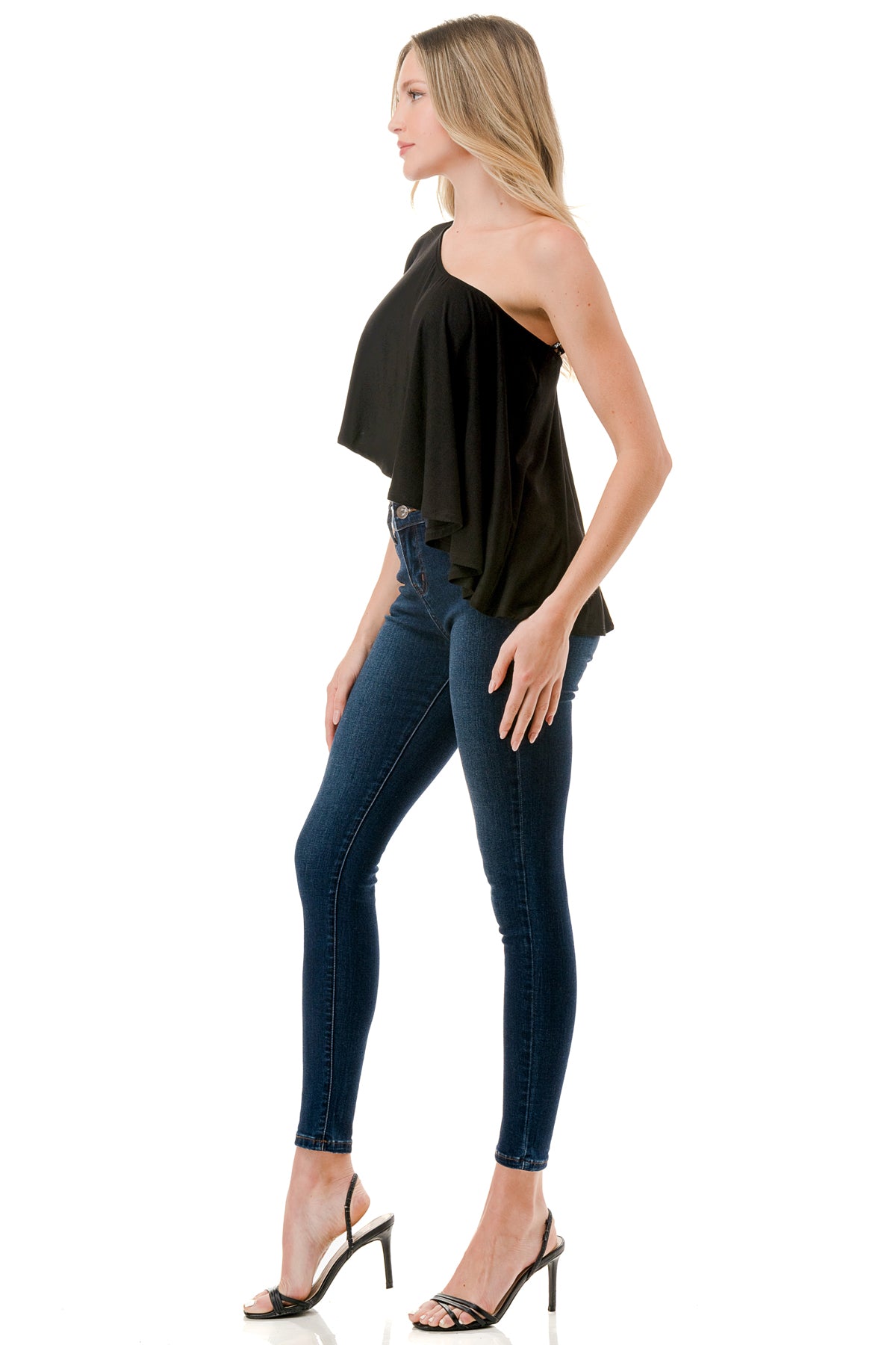 LAURA ONE SHOULDER TOP (BLACK)- VT7664