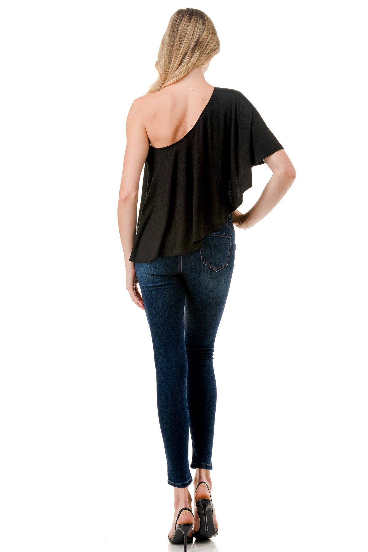 LAURA ONE SHOULDER TOP (BLACK)- VT7664