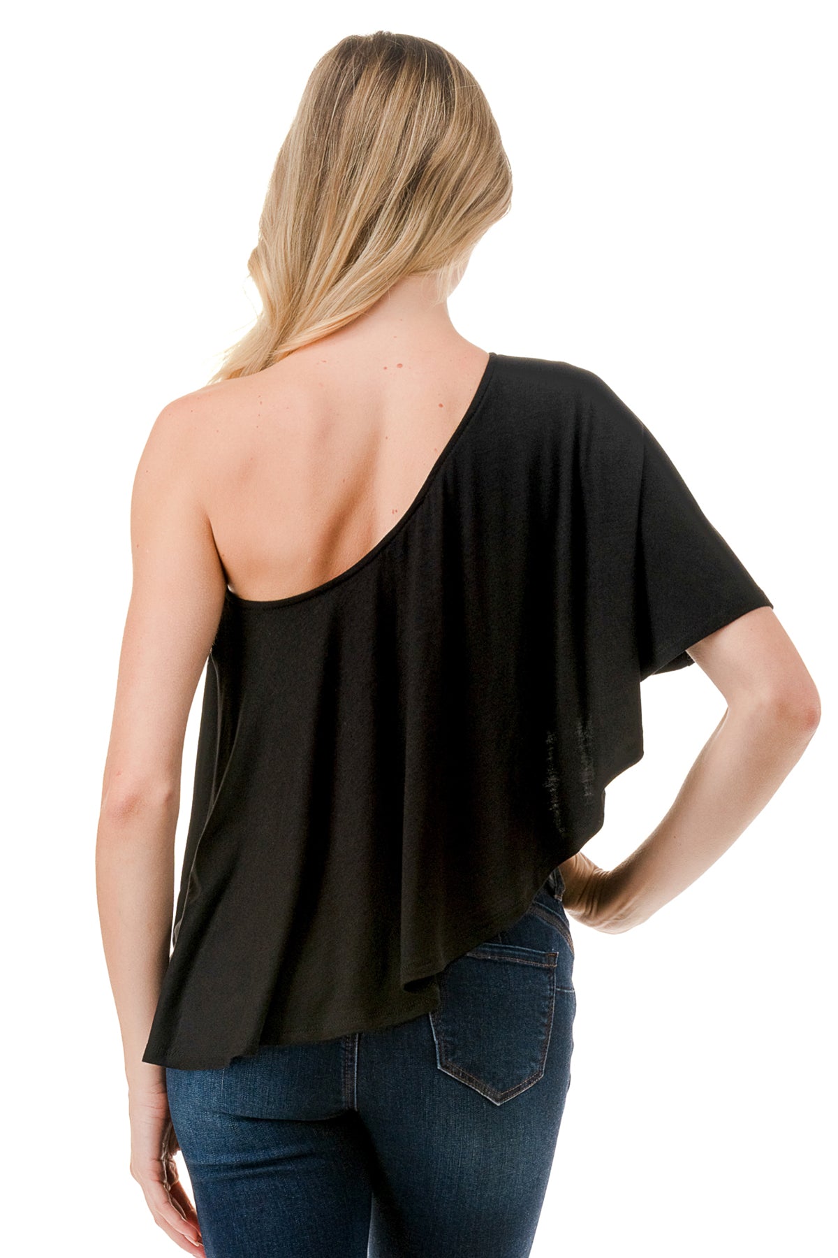 LAURA ONE SHOULDER TOP (BLACK)- VT7664