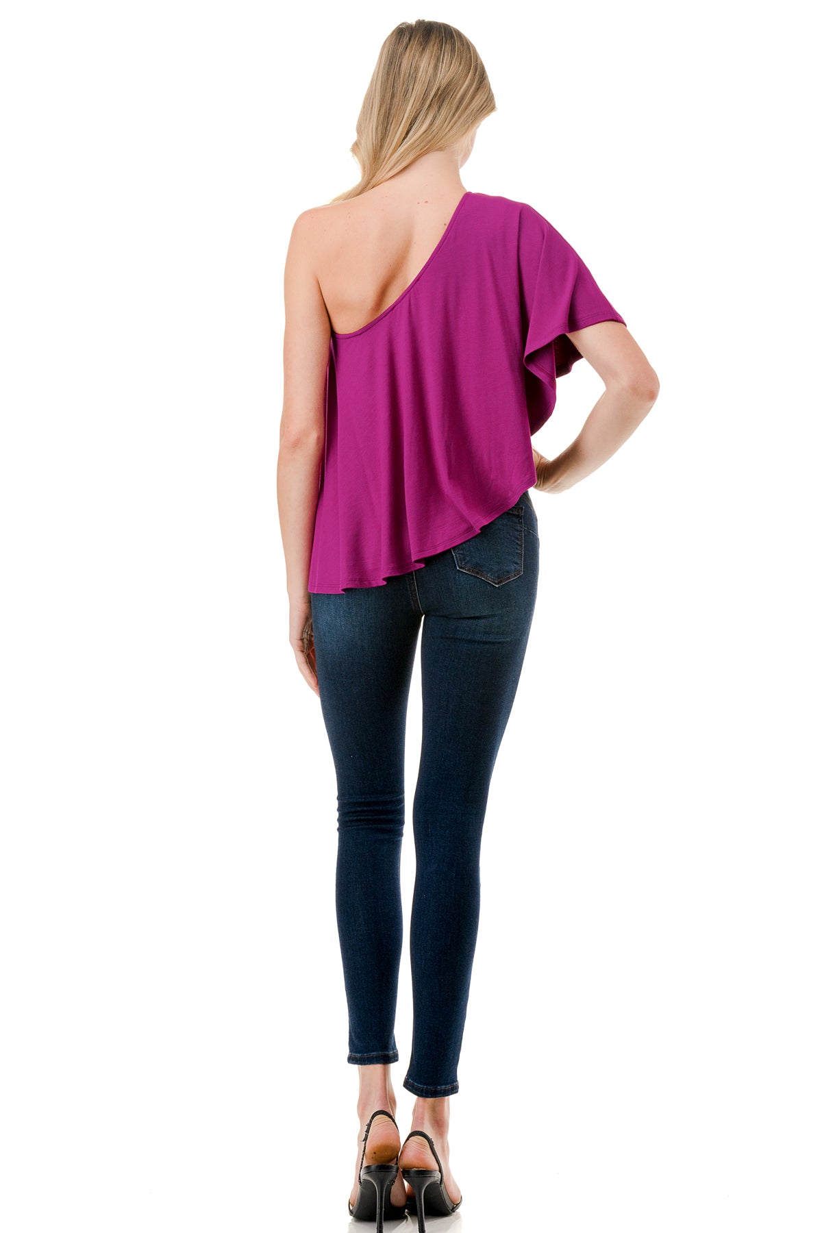 LAURA ONE SHOULDER TOP (MAGENTA)- VT7664
