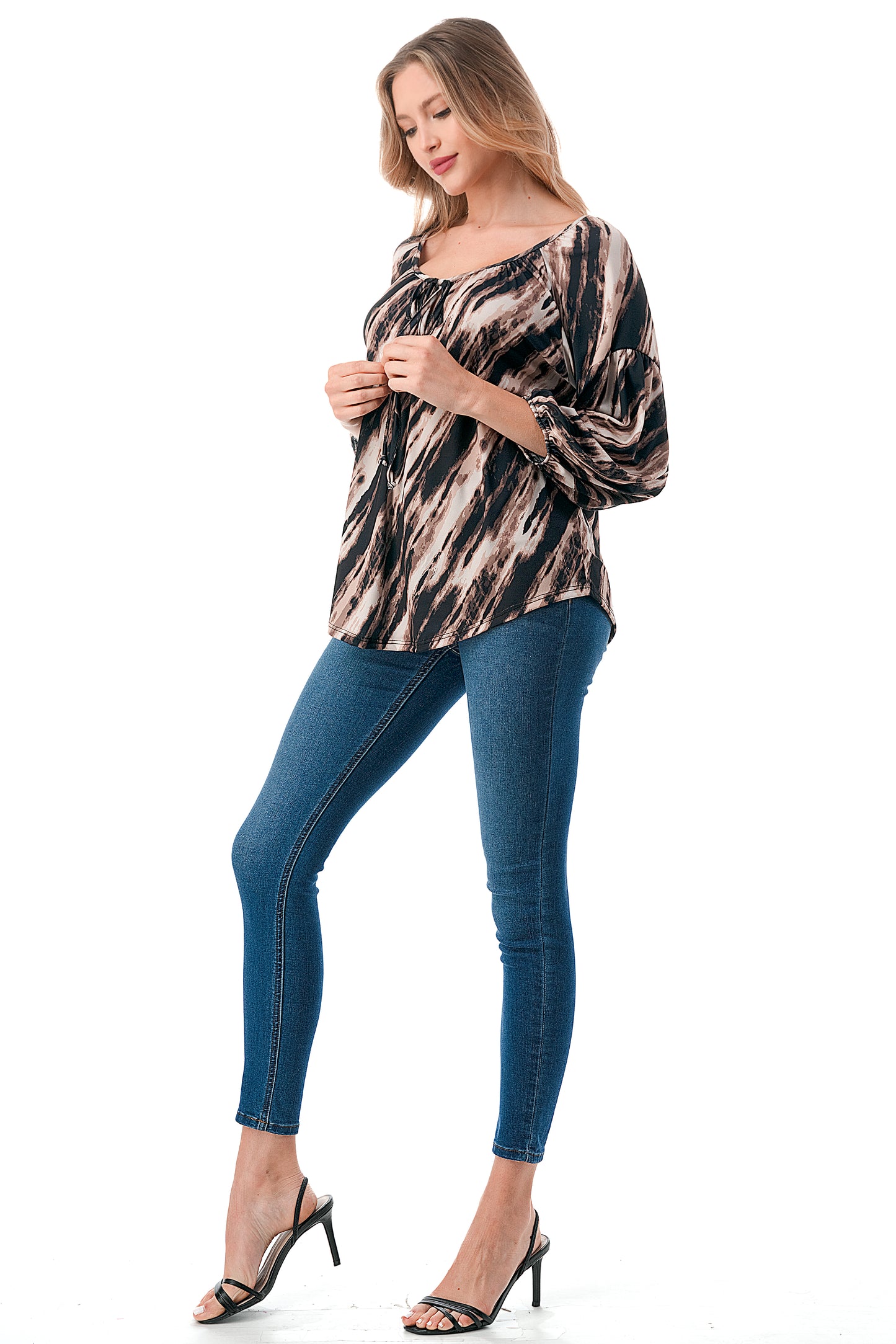 TRISH BLOUSE (BROWN WATERCOLOR)-VT7833