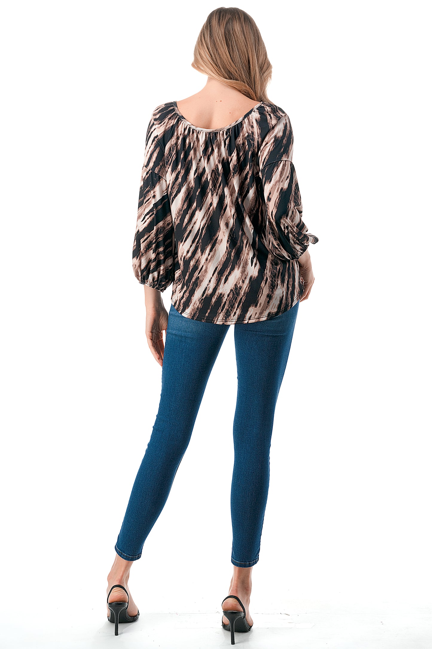 TRISH BLOUSE (BROWN WATERCOLOR)-VT7833