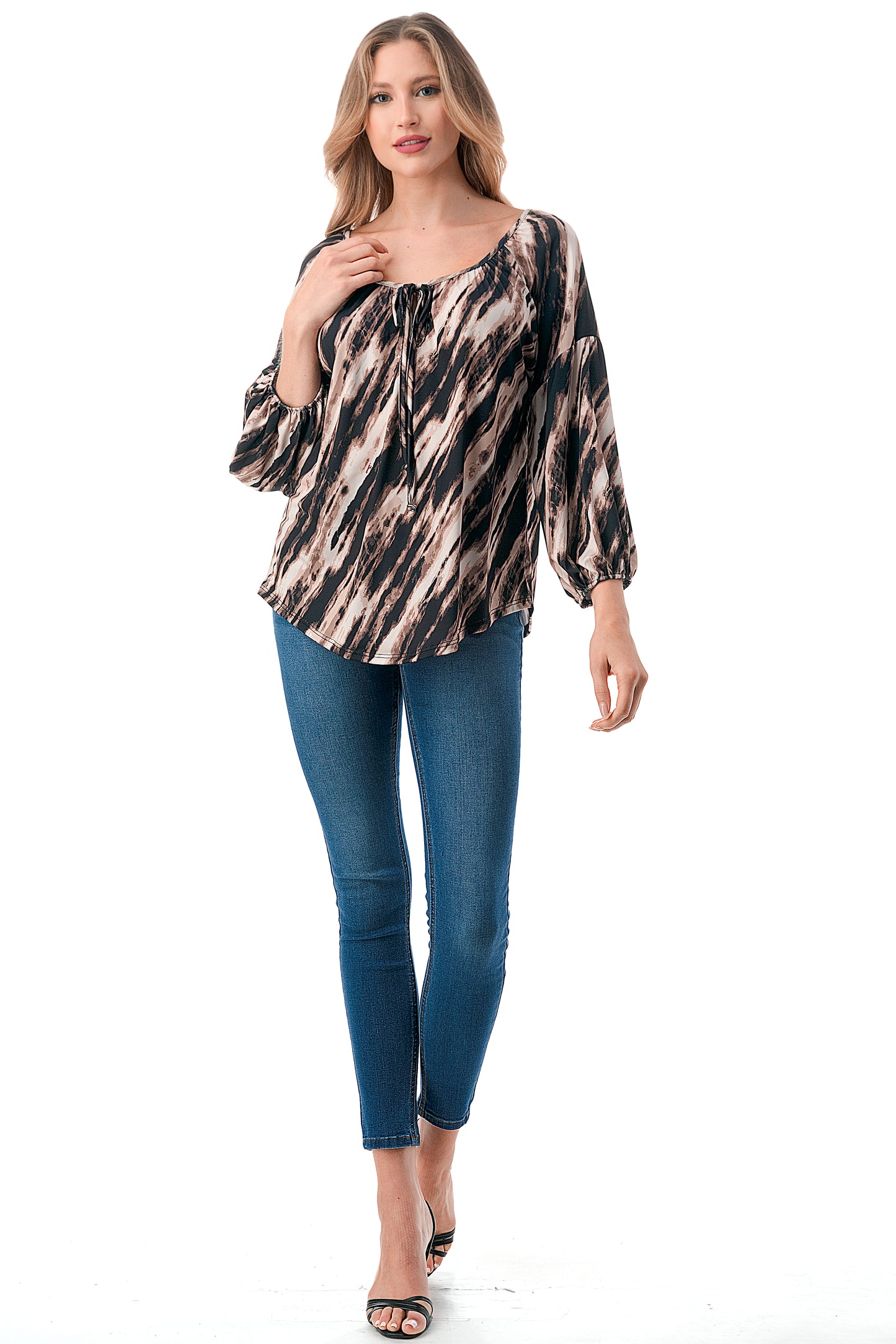 TRISH BLOUSE (BROWN WATERCOLOR)-VT7833