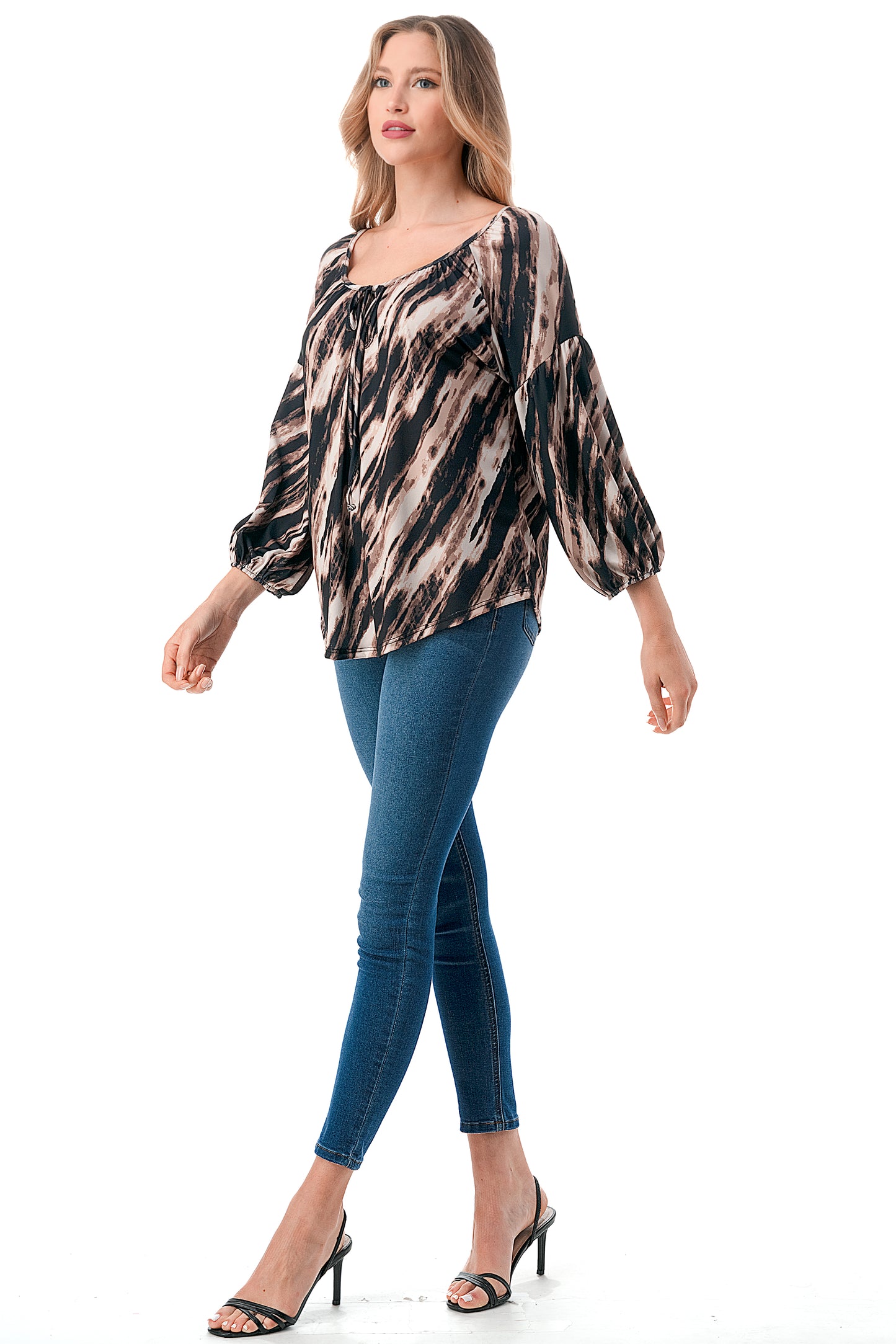 TRISH BLOUSE (BROWN WATERCOLOR)-VT7833