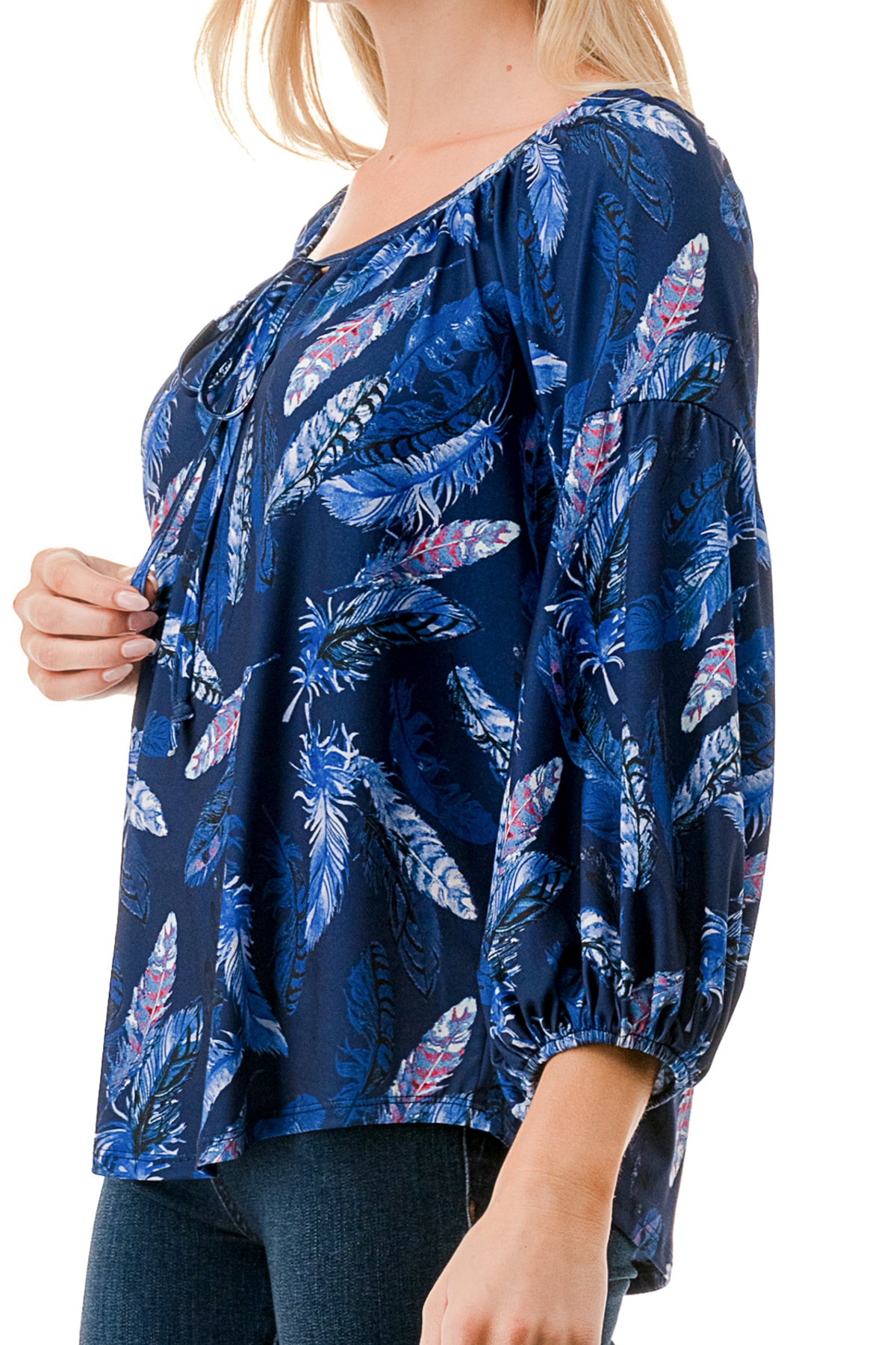 TRISH BLOUSE (NAVY PEACOCK)-VT7833