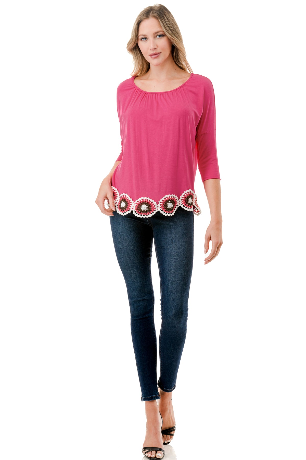 ASHLEY CUFFED TOP (HOT PINK)- VT9178