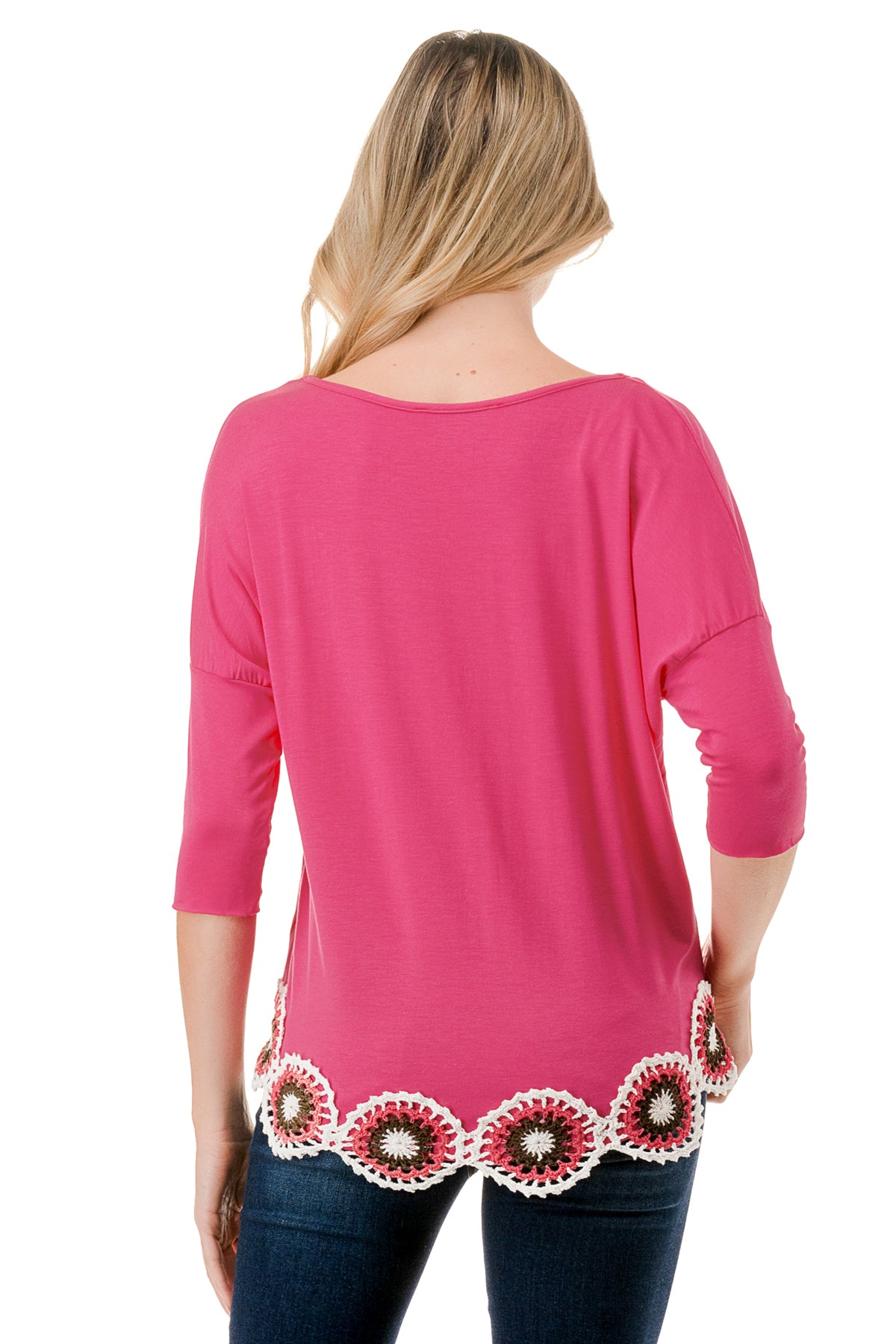 ASHLEY CUFFED TOP (HOT PINK)- VT9178
