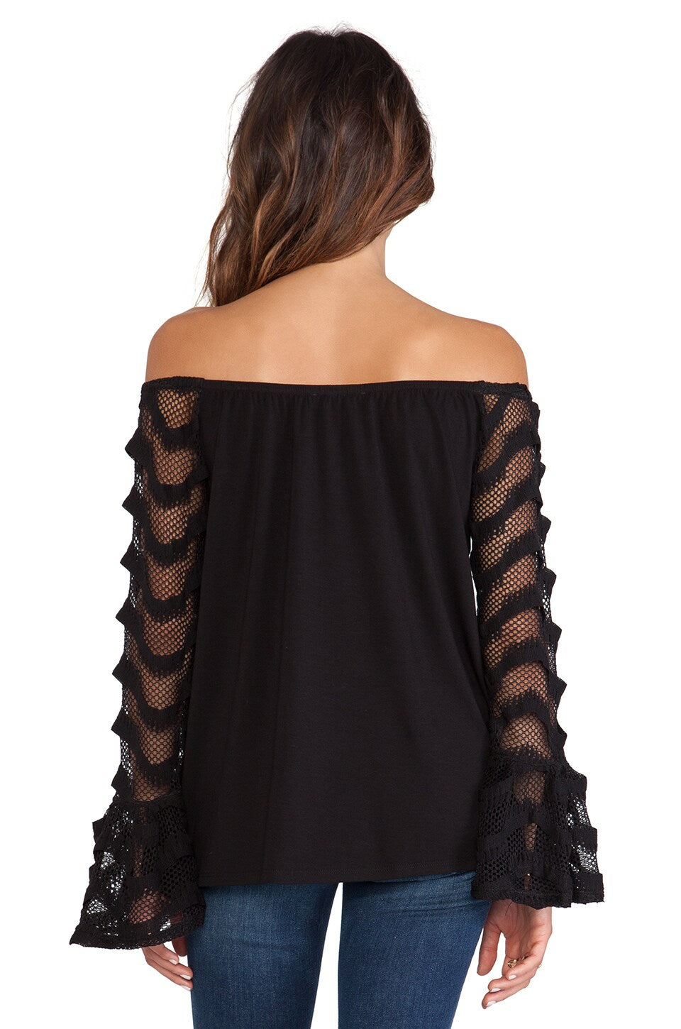 COLLEEN OFF SHOULDER TOP (BLACK)-VT9342